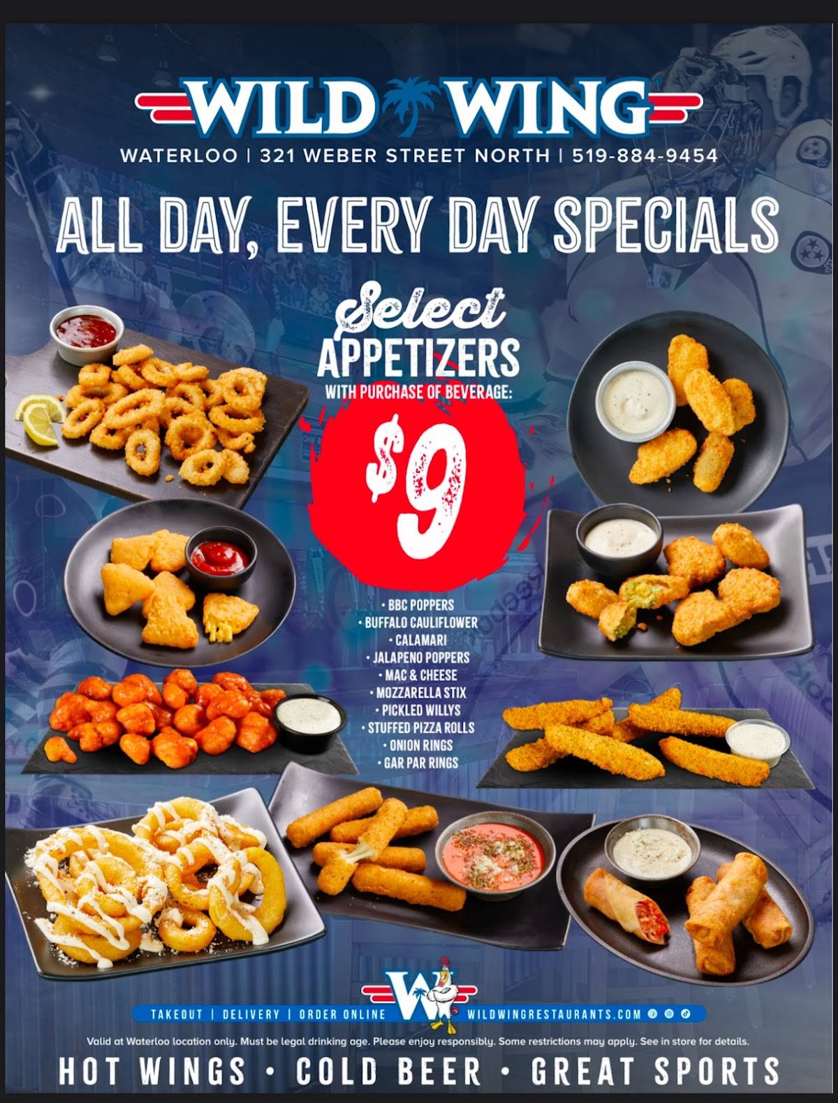 Menu de Wild Wing