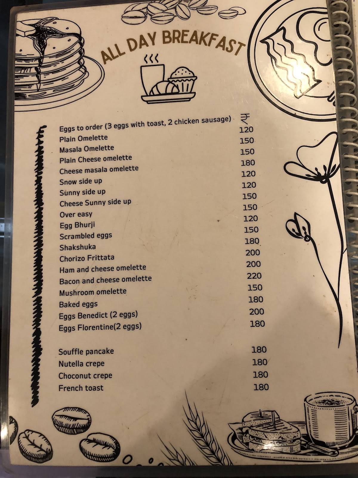 Wildflour Goa Bakery and Cafe menu
