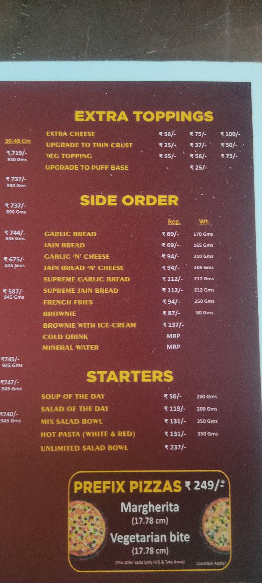 William John's Pizza- BEST UNLIMITED PIZZA IN UNIVERSITY ROAD menu