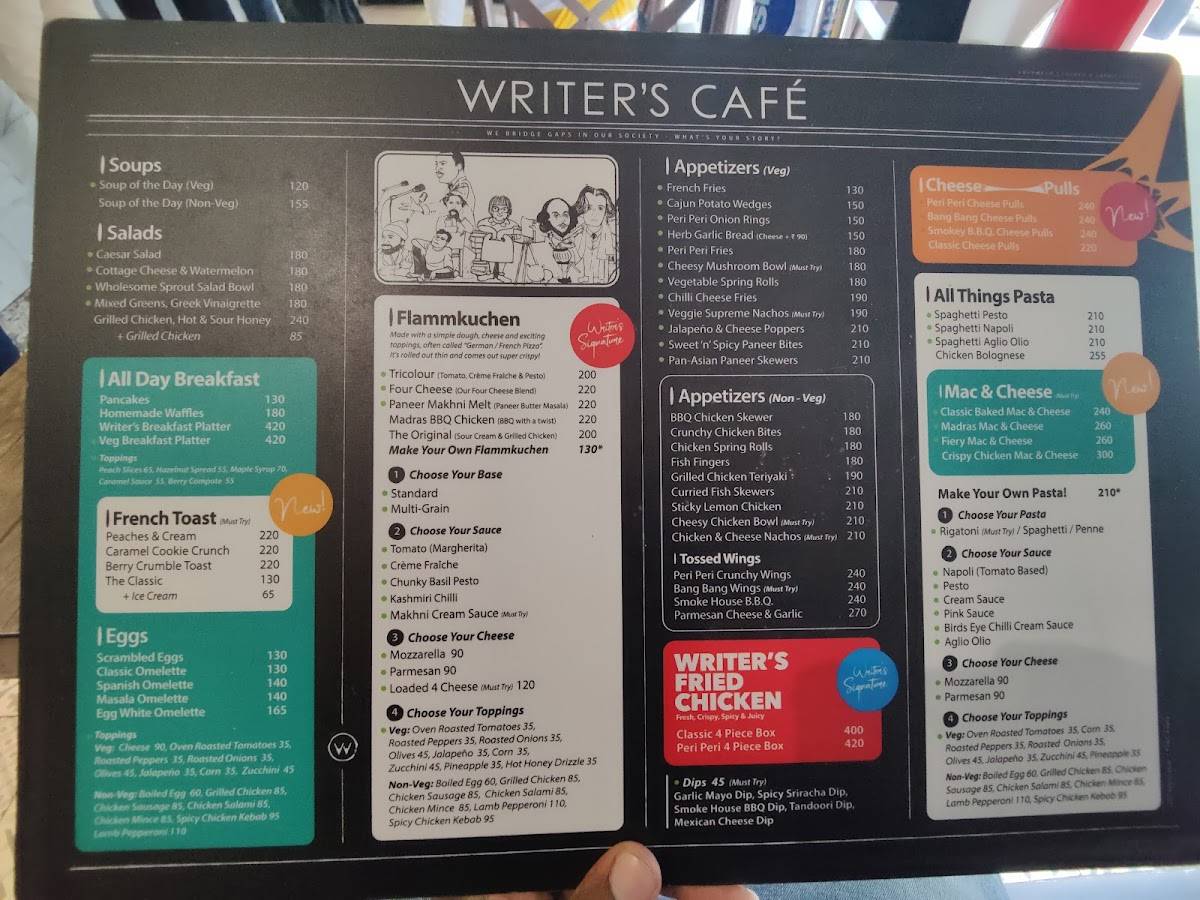 Writer's Café menu