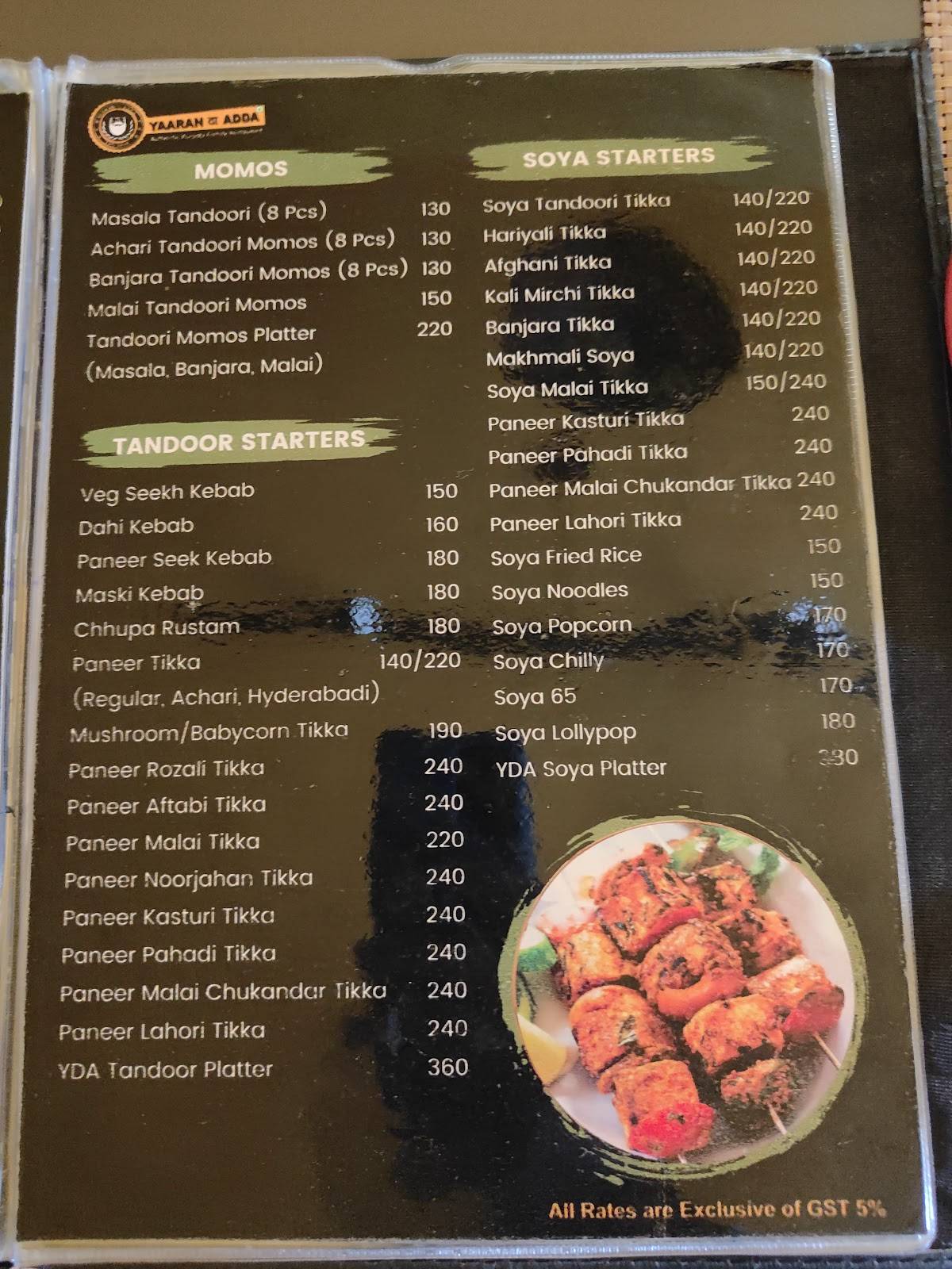 Yaaran Da Adda menu
