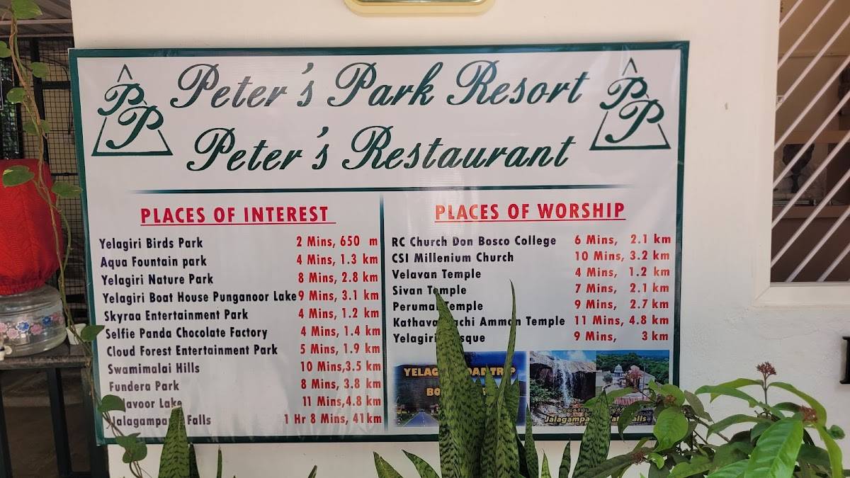 Peter's Restaurant ( A Unit of Peter's Park) menu