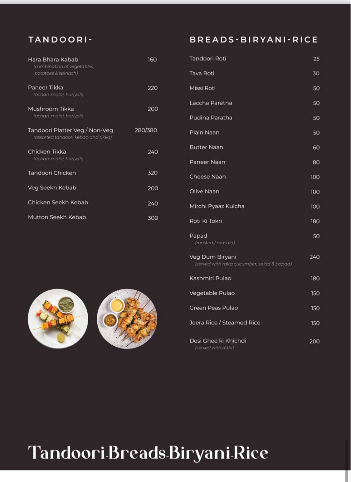 Yodo Cafe menu
