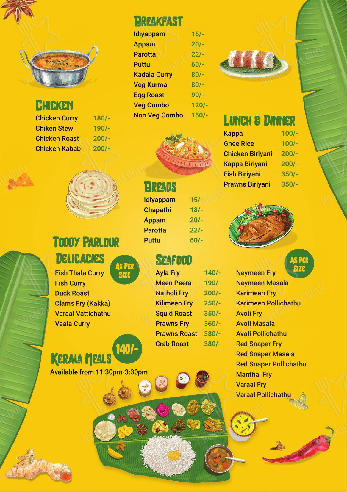 Yumm Keralam - Menu