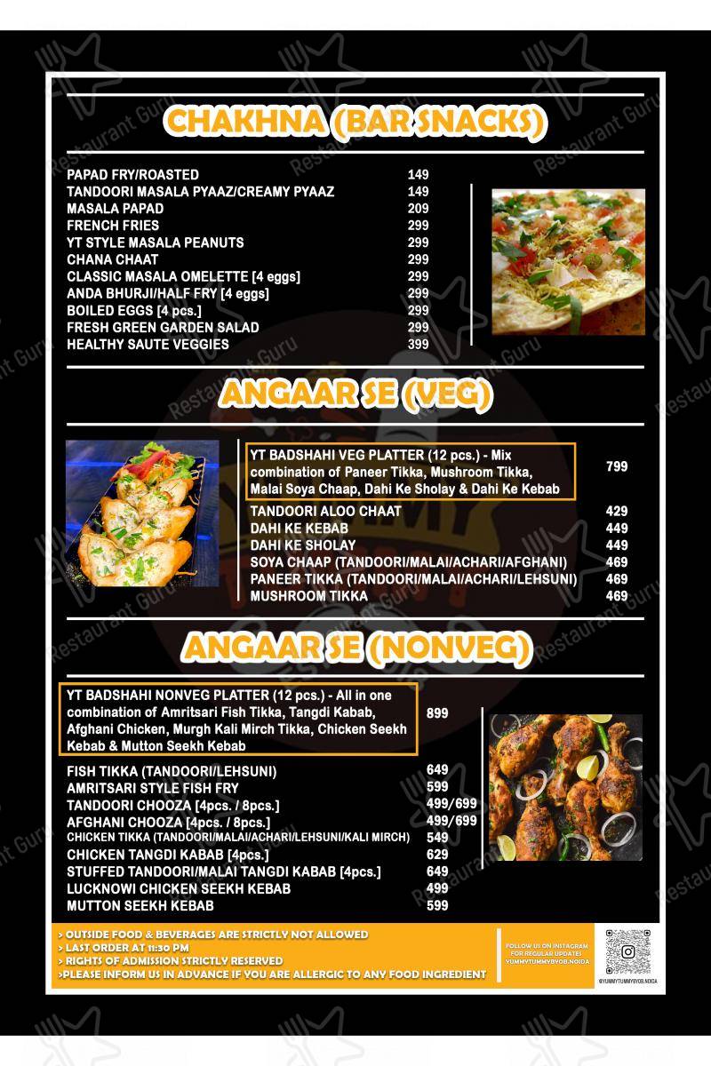 Menu for the Yummy Tummy - Noida's 1st BYOB Cafe restaurant