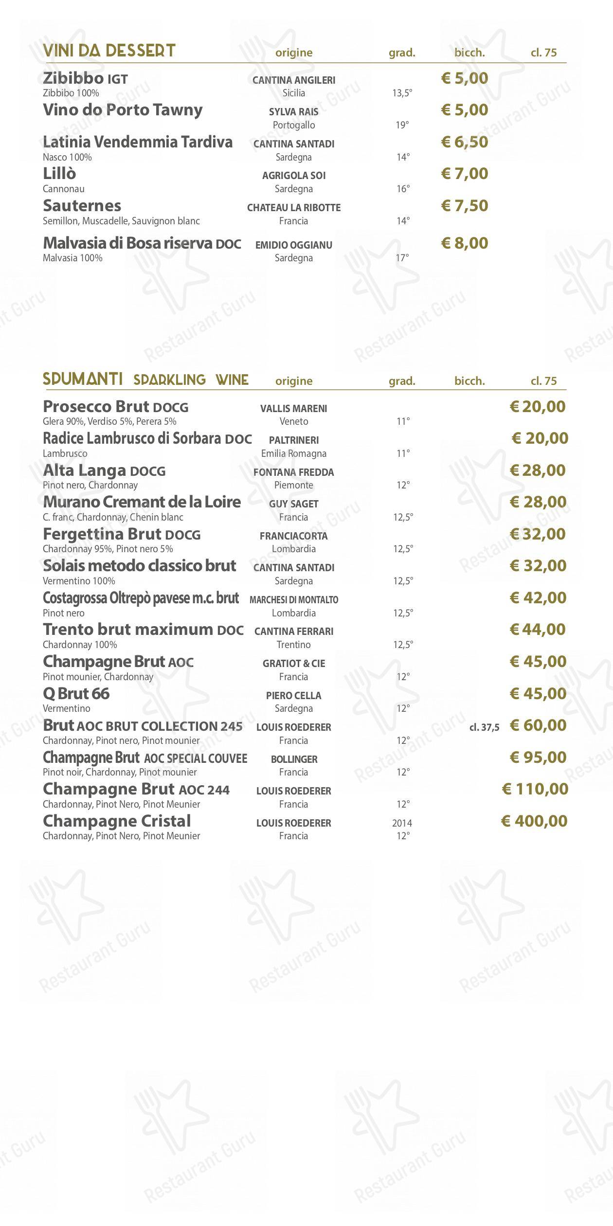 Menu per Zenith Ristorante Pizzeria Enoteco in Iglesias