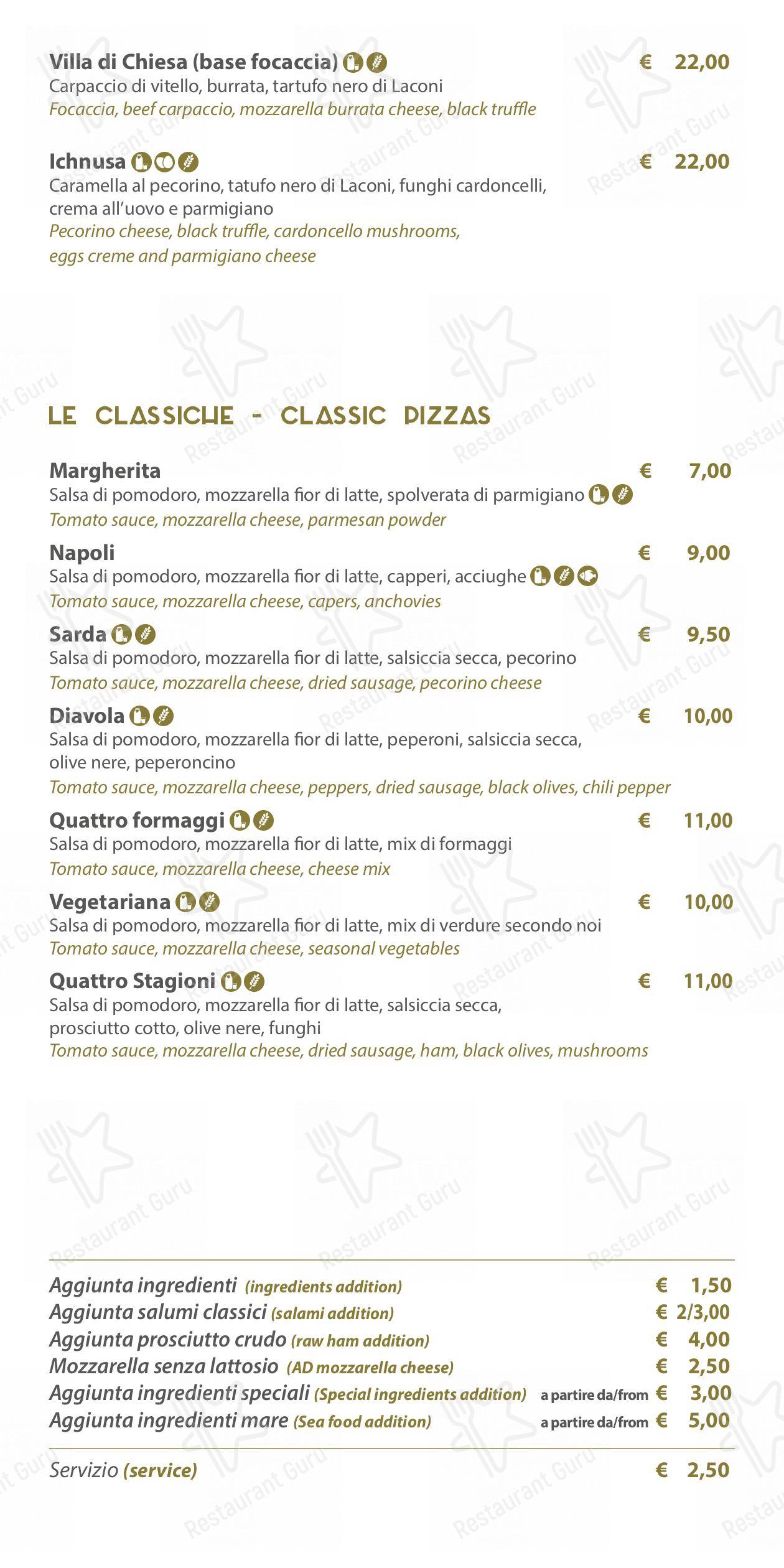 Zenith Ristorante Pizzeria Enoteco in Iglesias - Menu