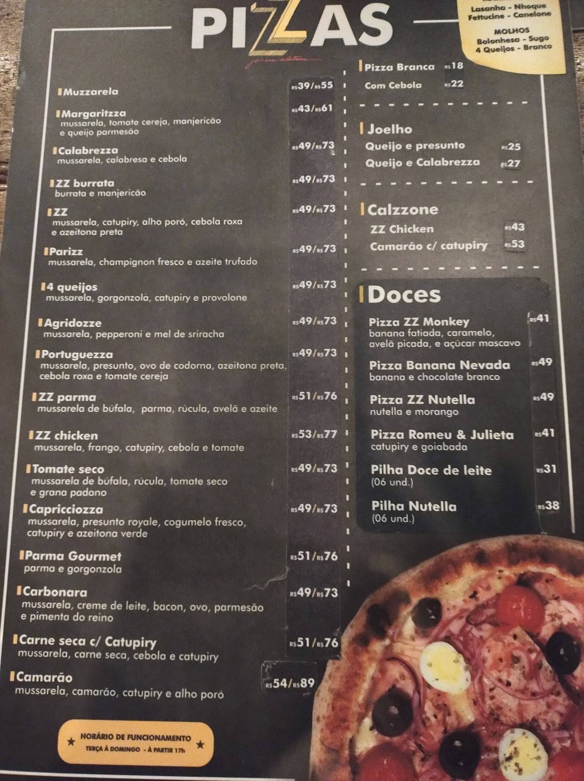 ZZ Pizza Elétrica cardápio