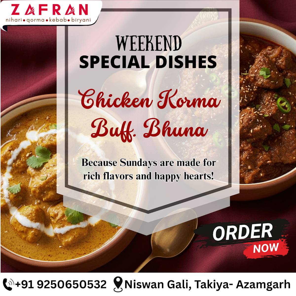 Zafran menu