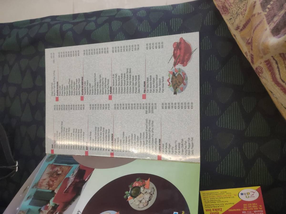 Zaika Bar and Restaurant menu