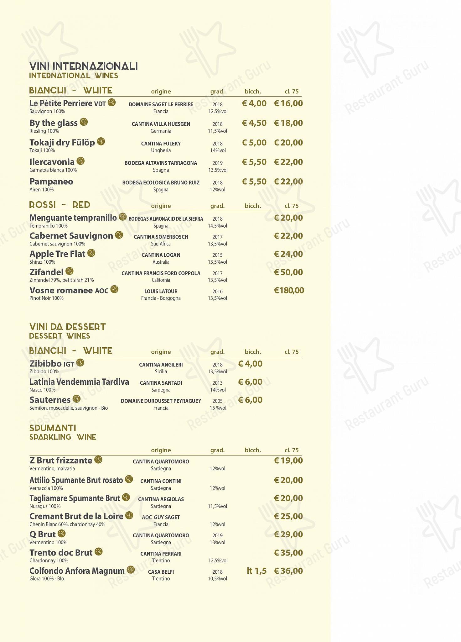 Основное меню per Zenith Ristorante Pizzeria Enoteco in Iglesias