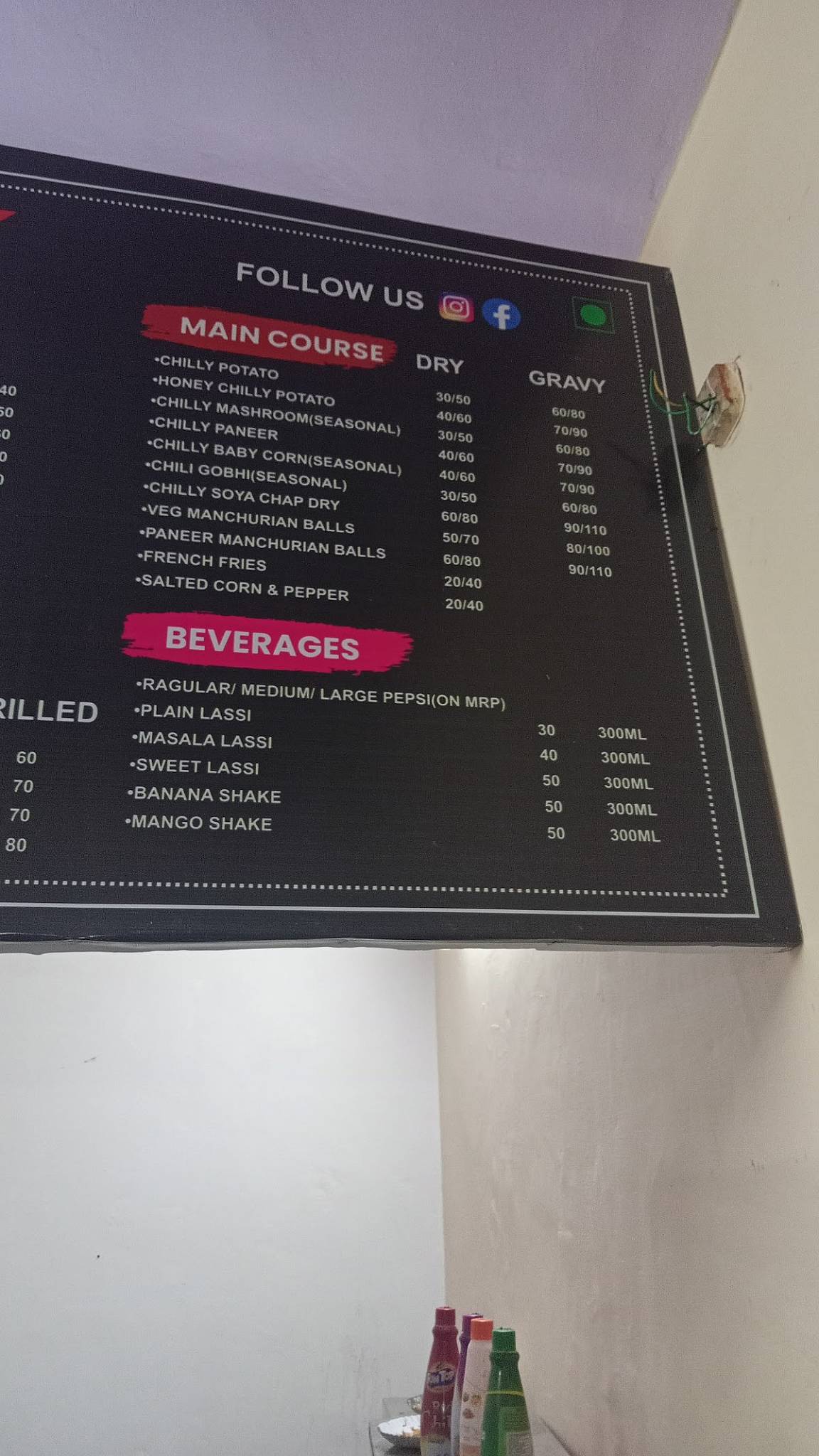Zero kitchen menu