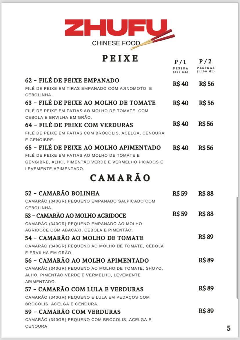 Zhufu Chinese Food cardápio