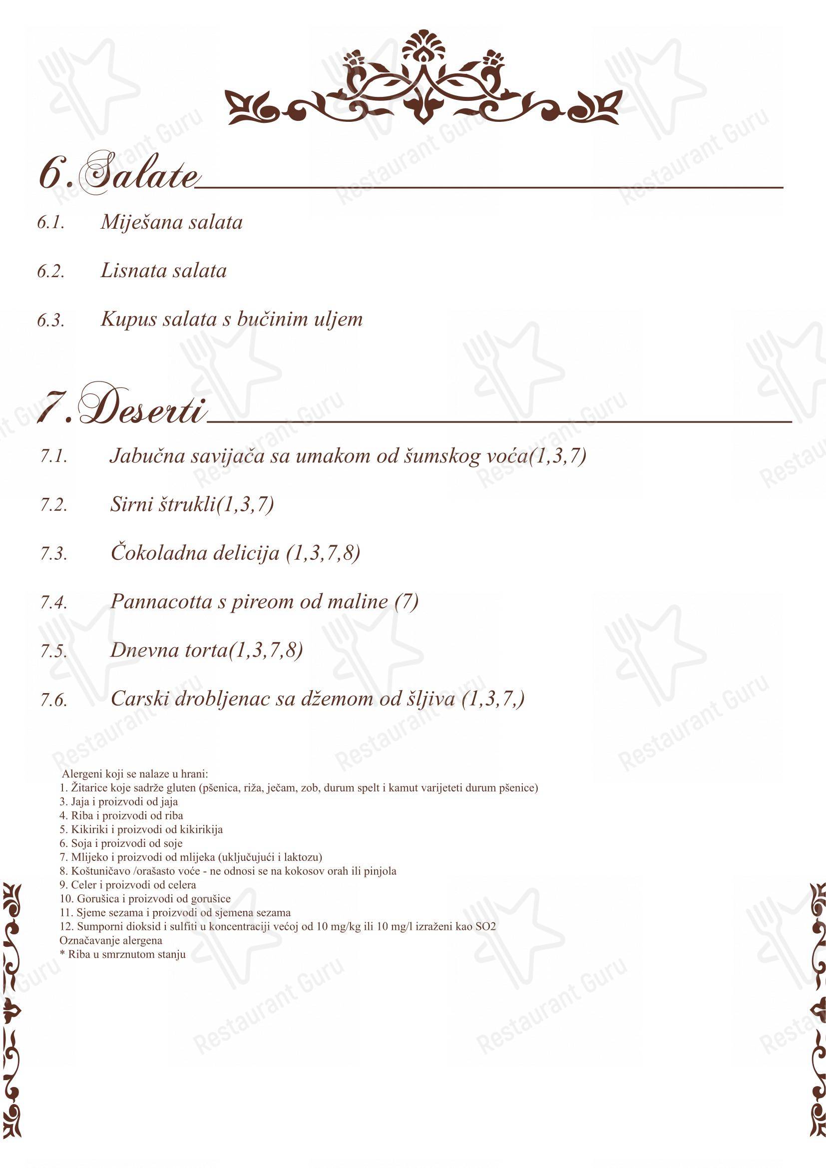 Menu per Zlatne Gorice in Varaždin Breg