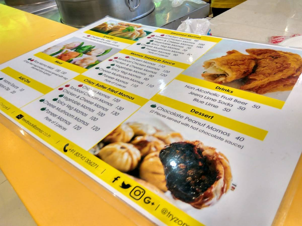 Zomoz - The Momo Company menu