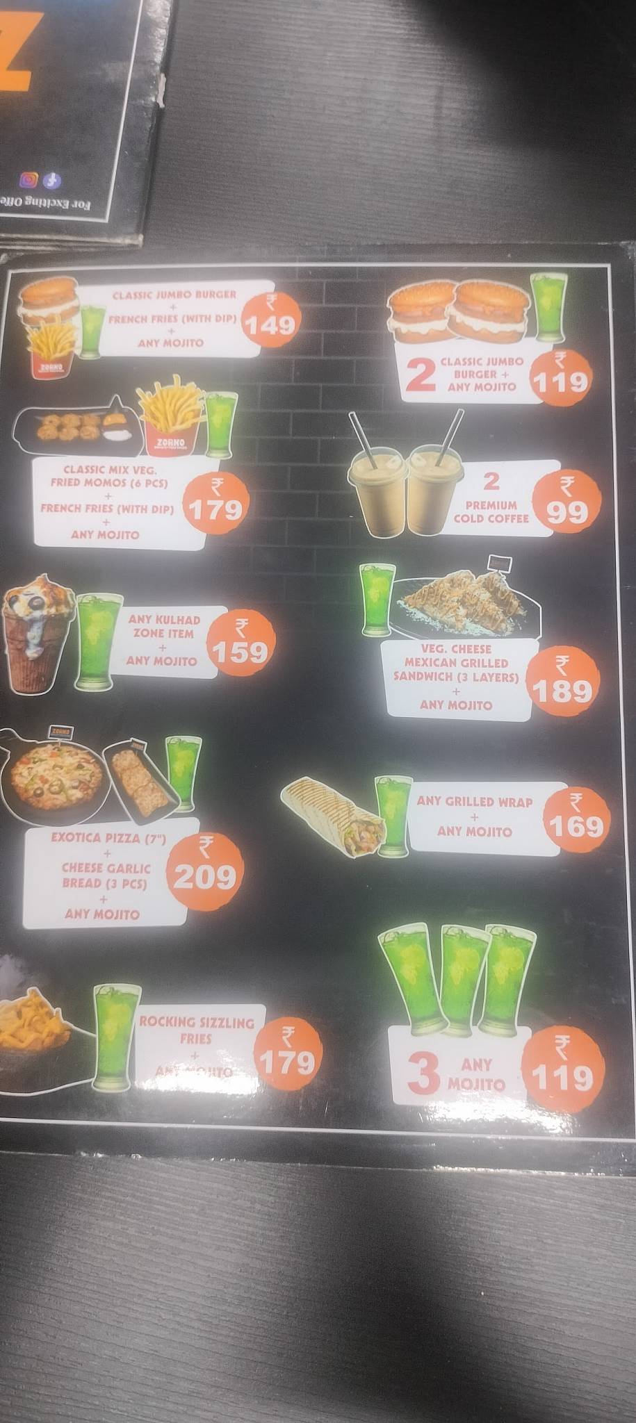 Zorko Mysuru menu