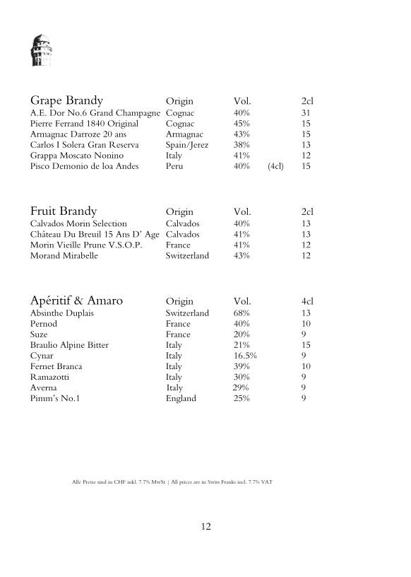 Menu di Jules Verne Panoramabar 