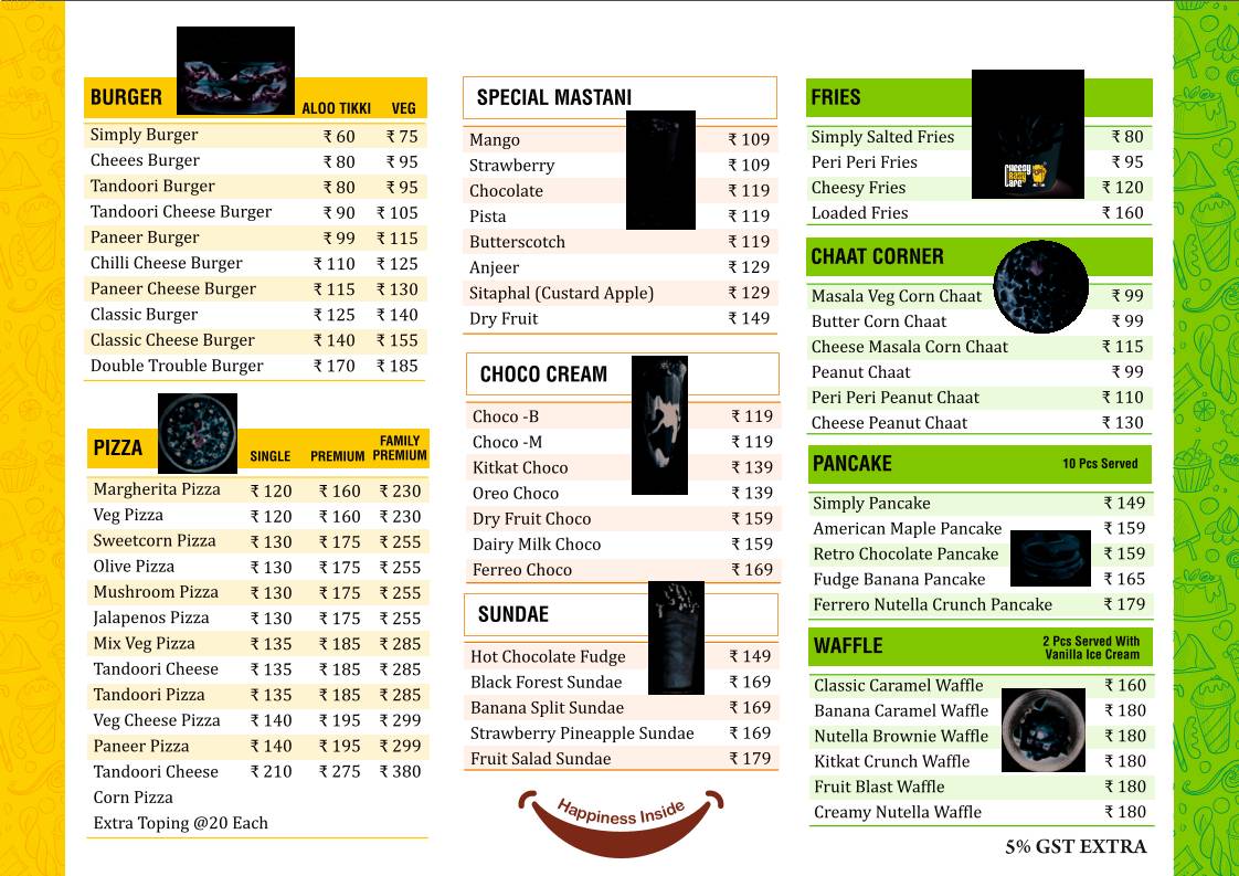 cheesy crazy cafe menu