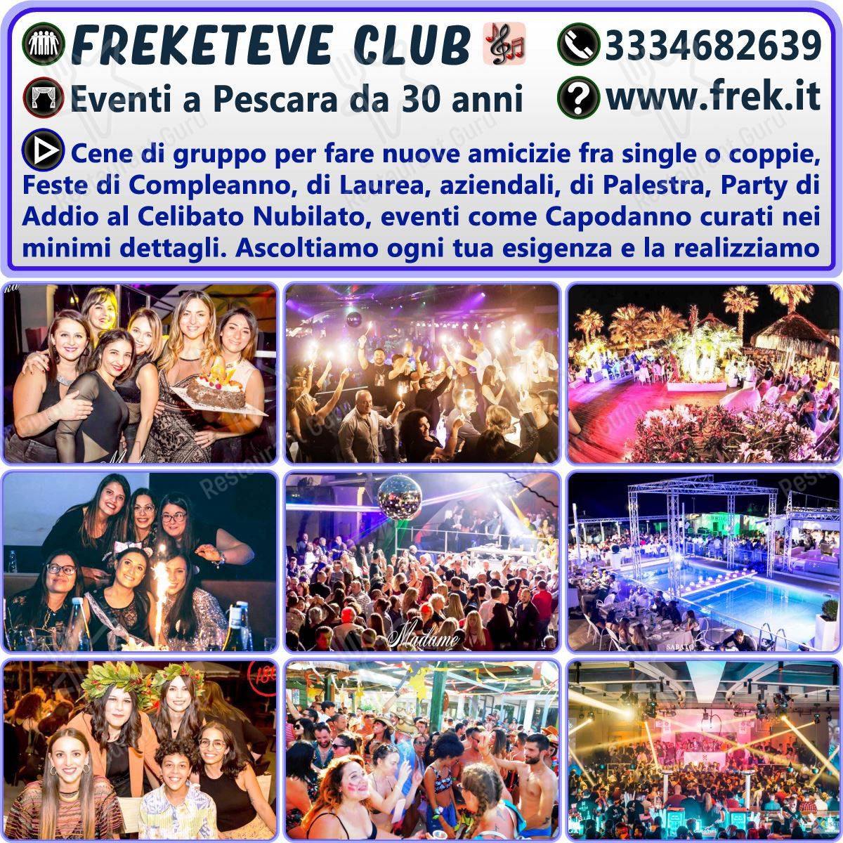 Menu di freKeteve Club Serate a Pescara Eventi Cena Spettacolo Ballo Musica Live Disco in locali Discoteche 