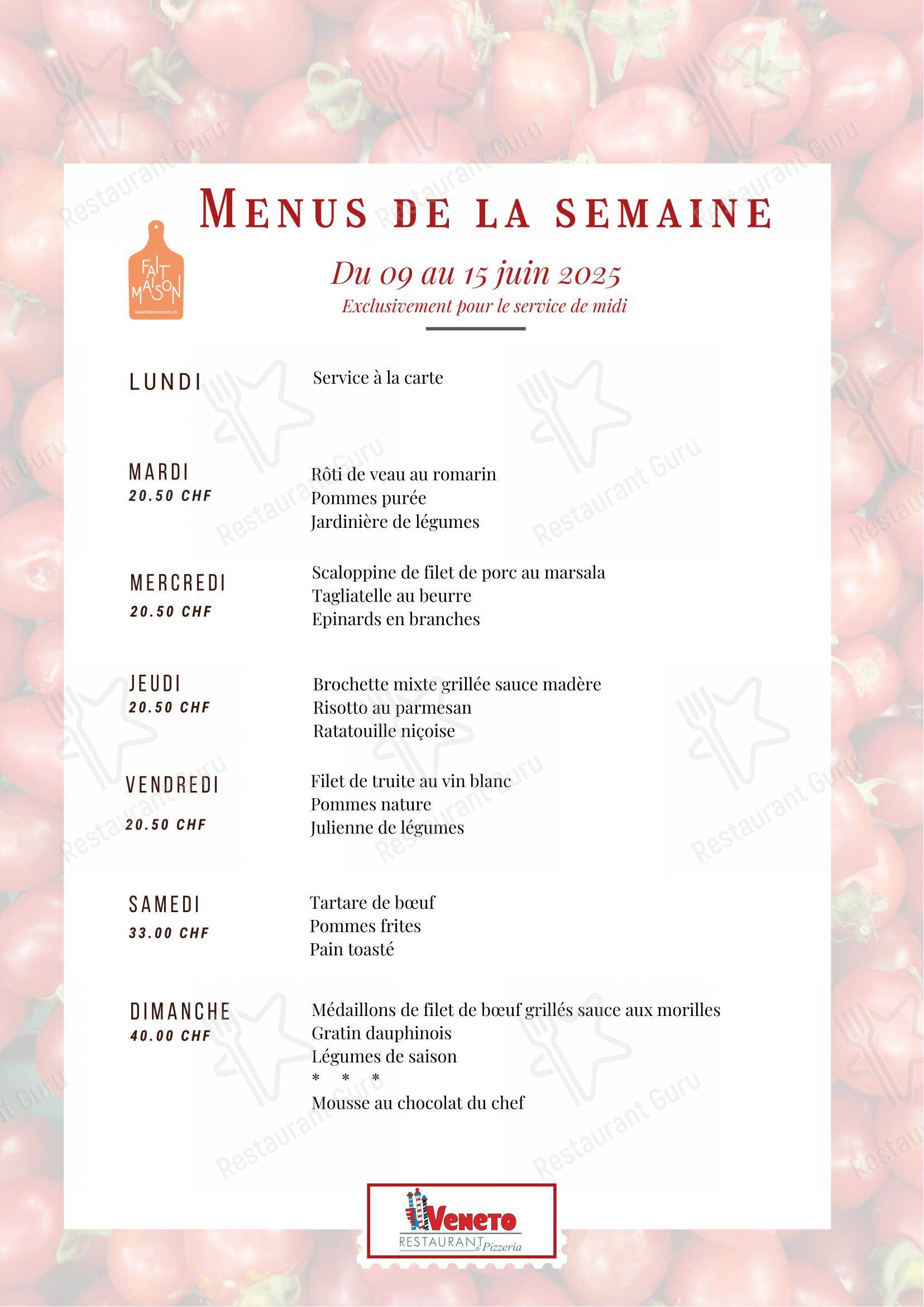 le Veneto in La Tour-de-Peilz - 菜单