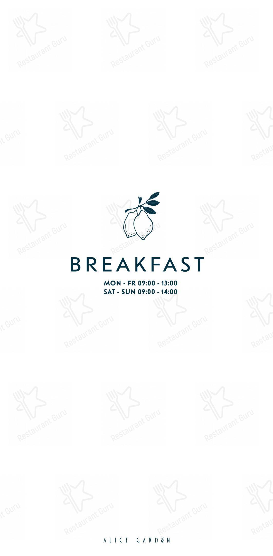 Menu pour Alice Garden - Takeaway Menu