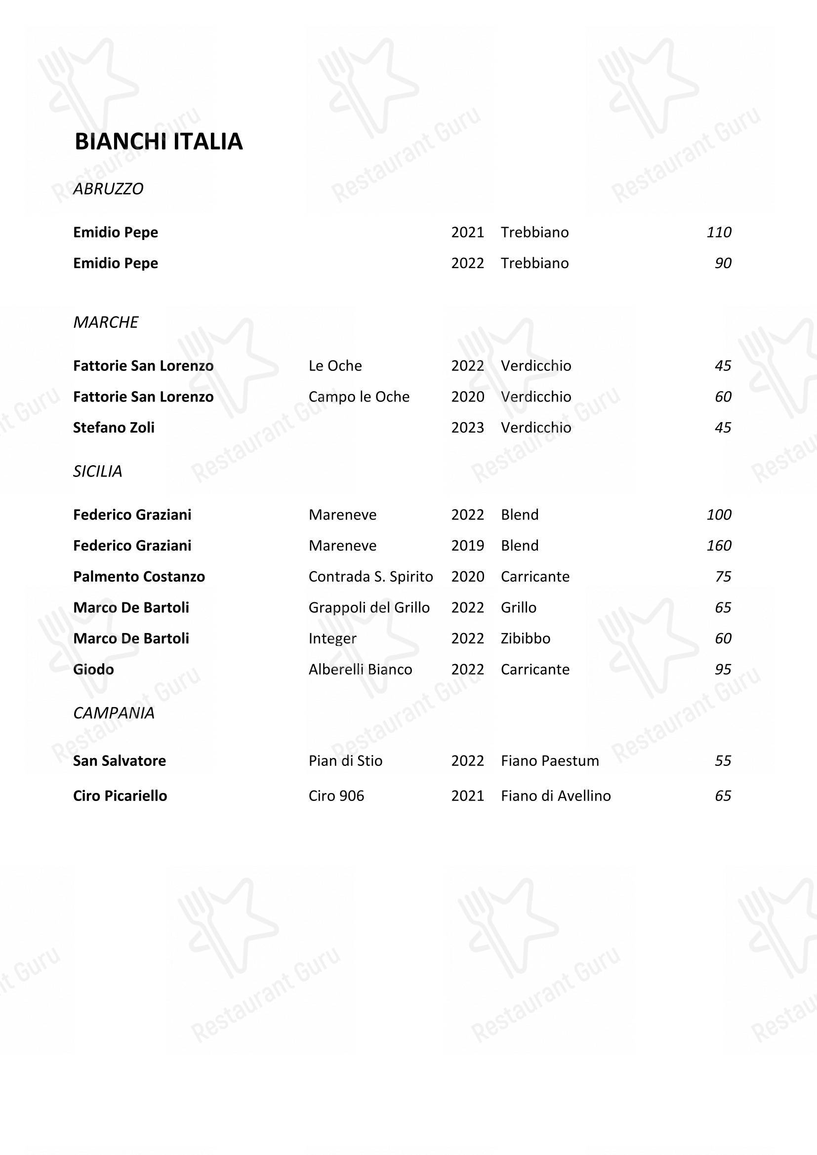 Menu di Balzi Rossi - pasti e bevande