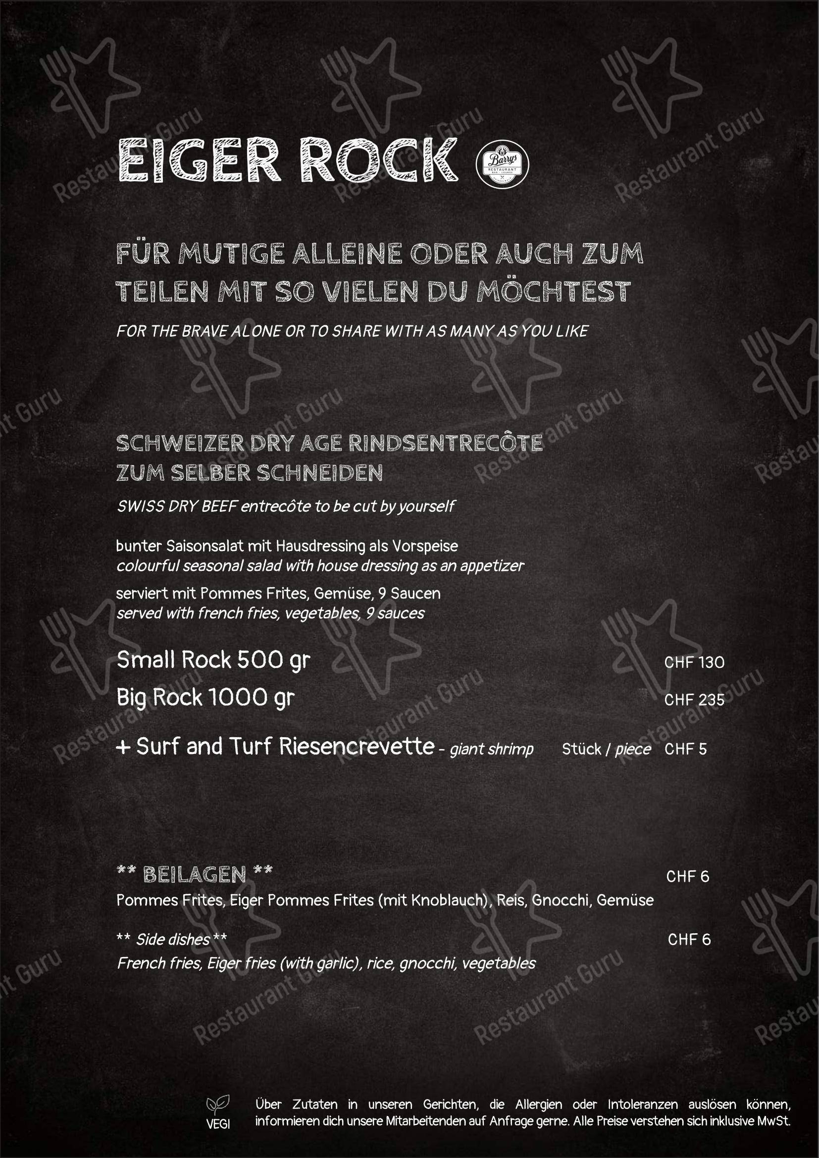 Menu di Barrys Restaurant, Bar & Lounge - 菜单