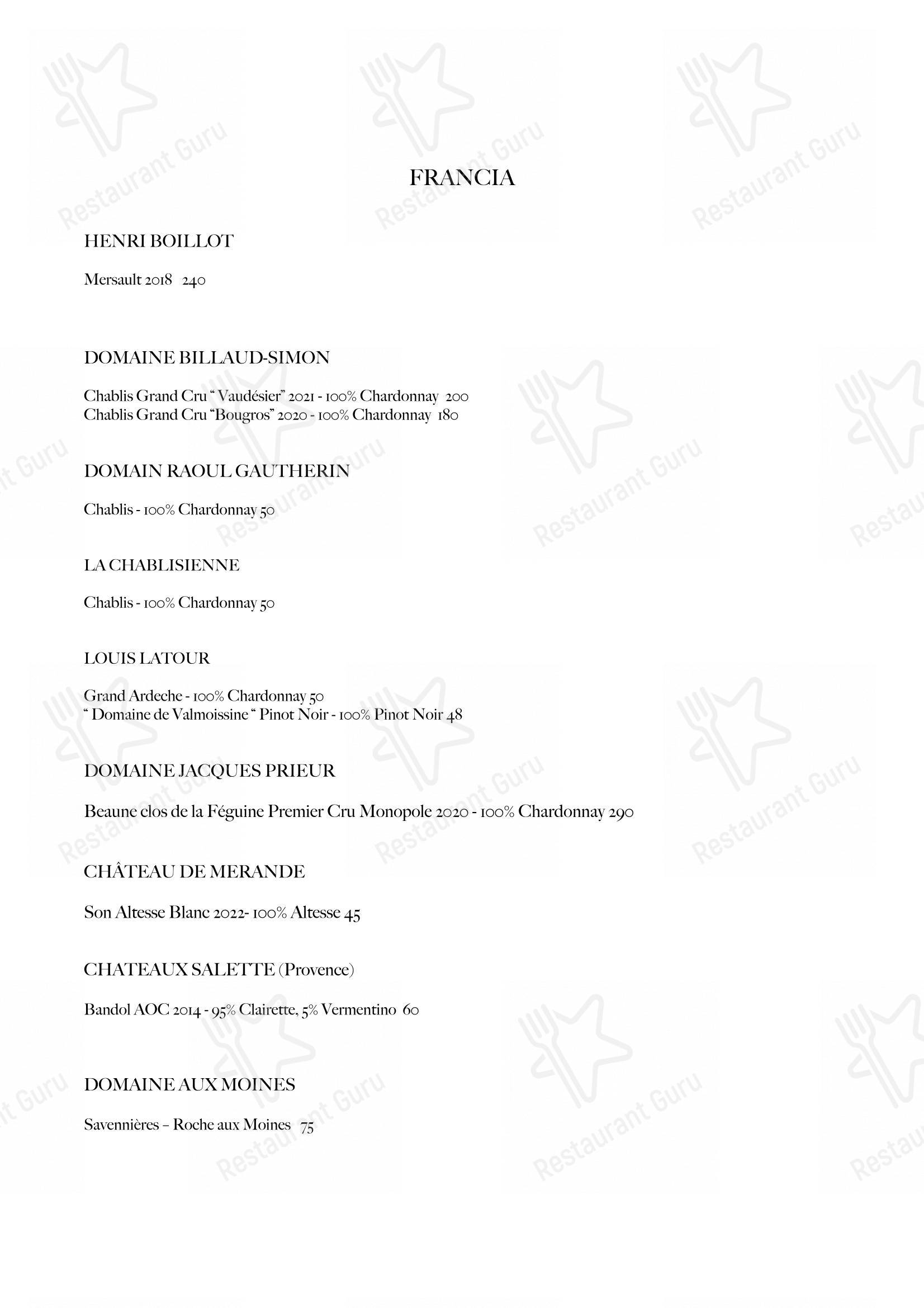 Menu per Belle Parti ristorante