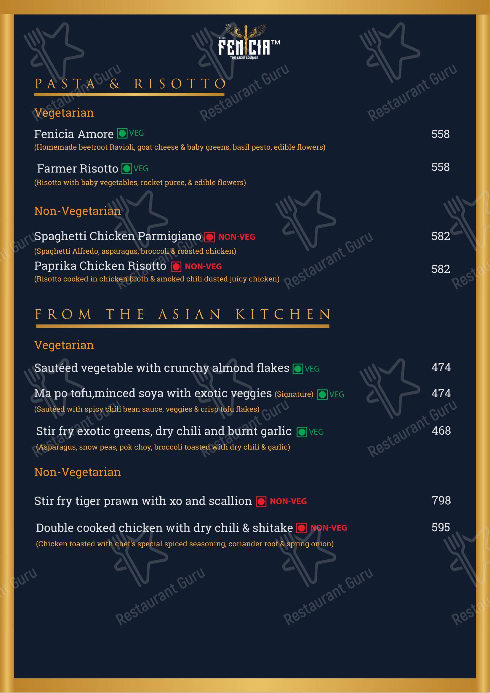 CLUB FENICIA in Kolkata - Menu