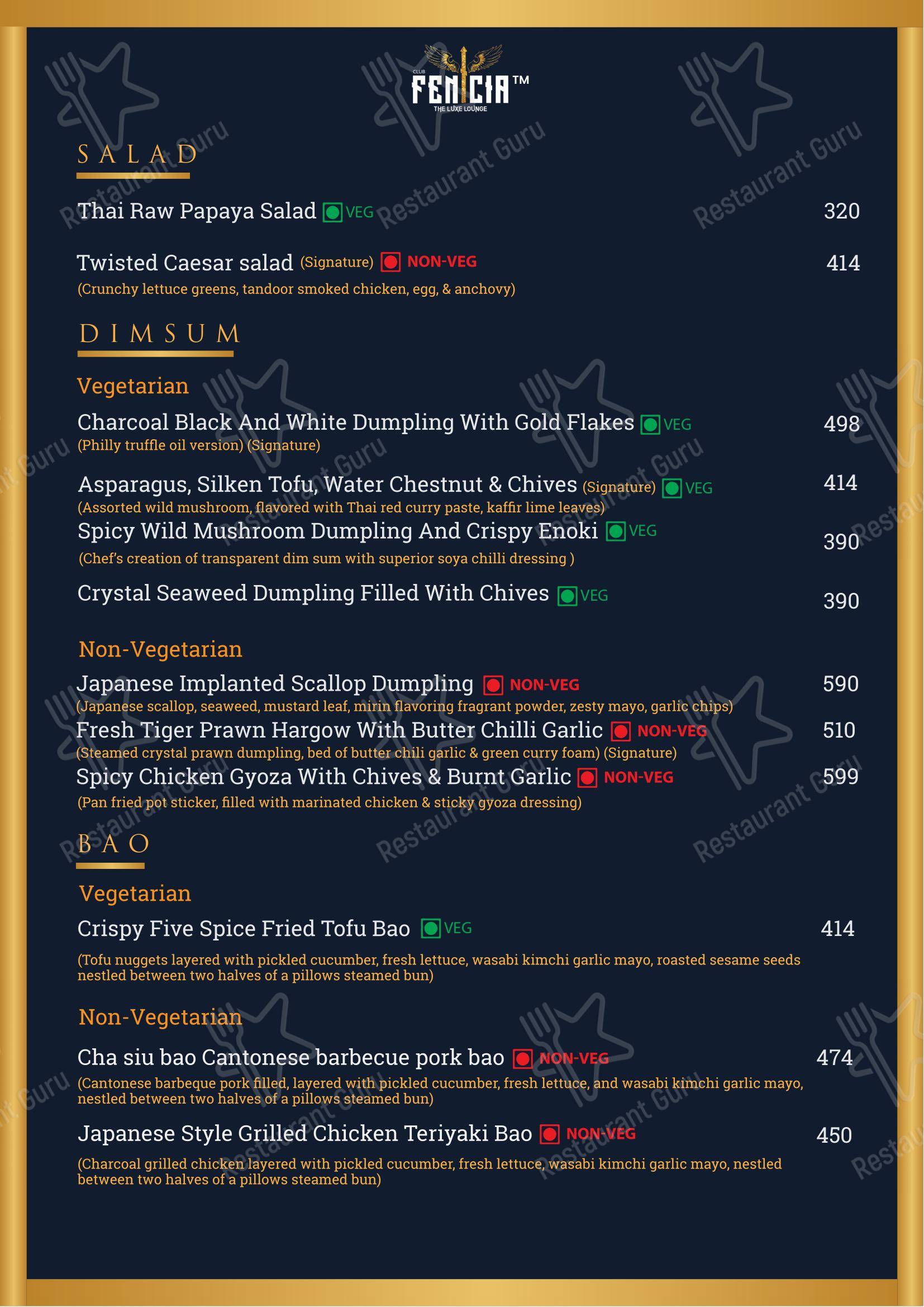 CLUB FENICIA - Menu