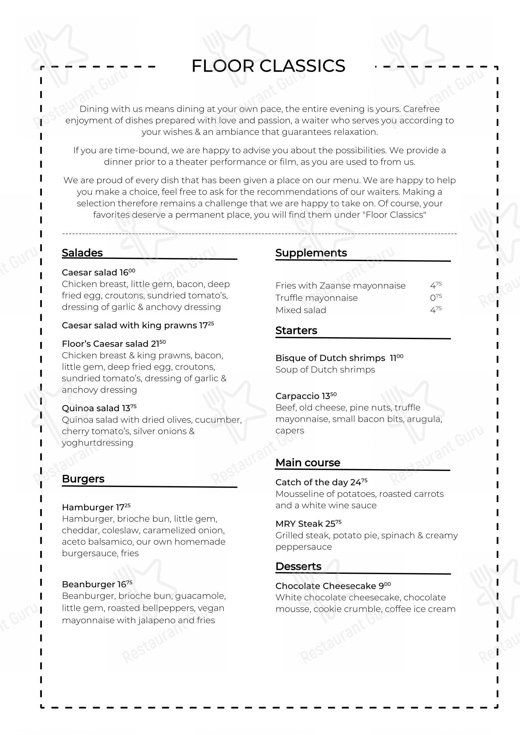 Коктейльная карта pour Cafe Restaurant Floor café