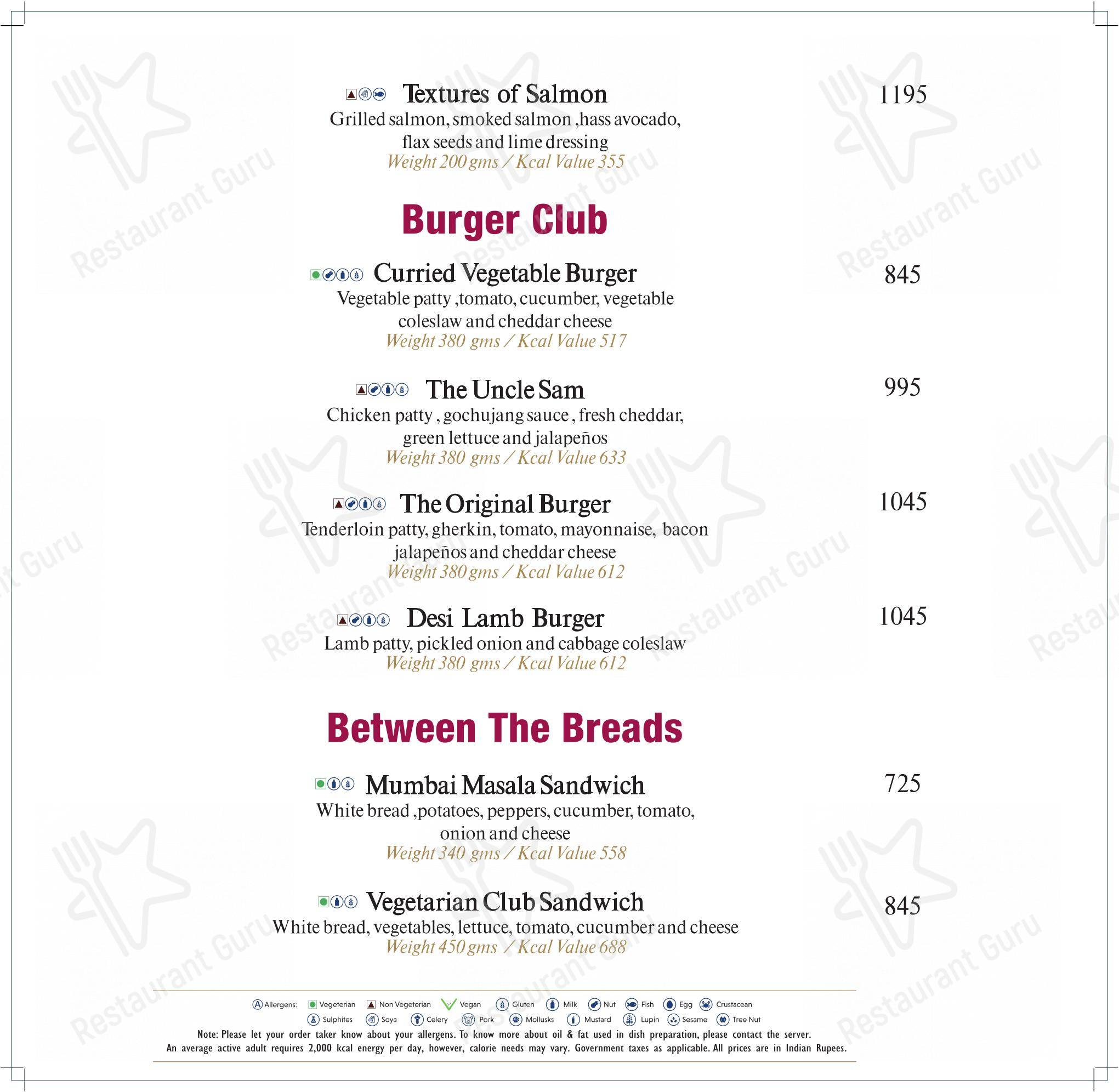 Menu for the Cafe Resto restaurant