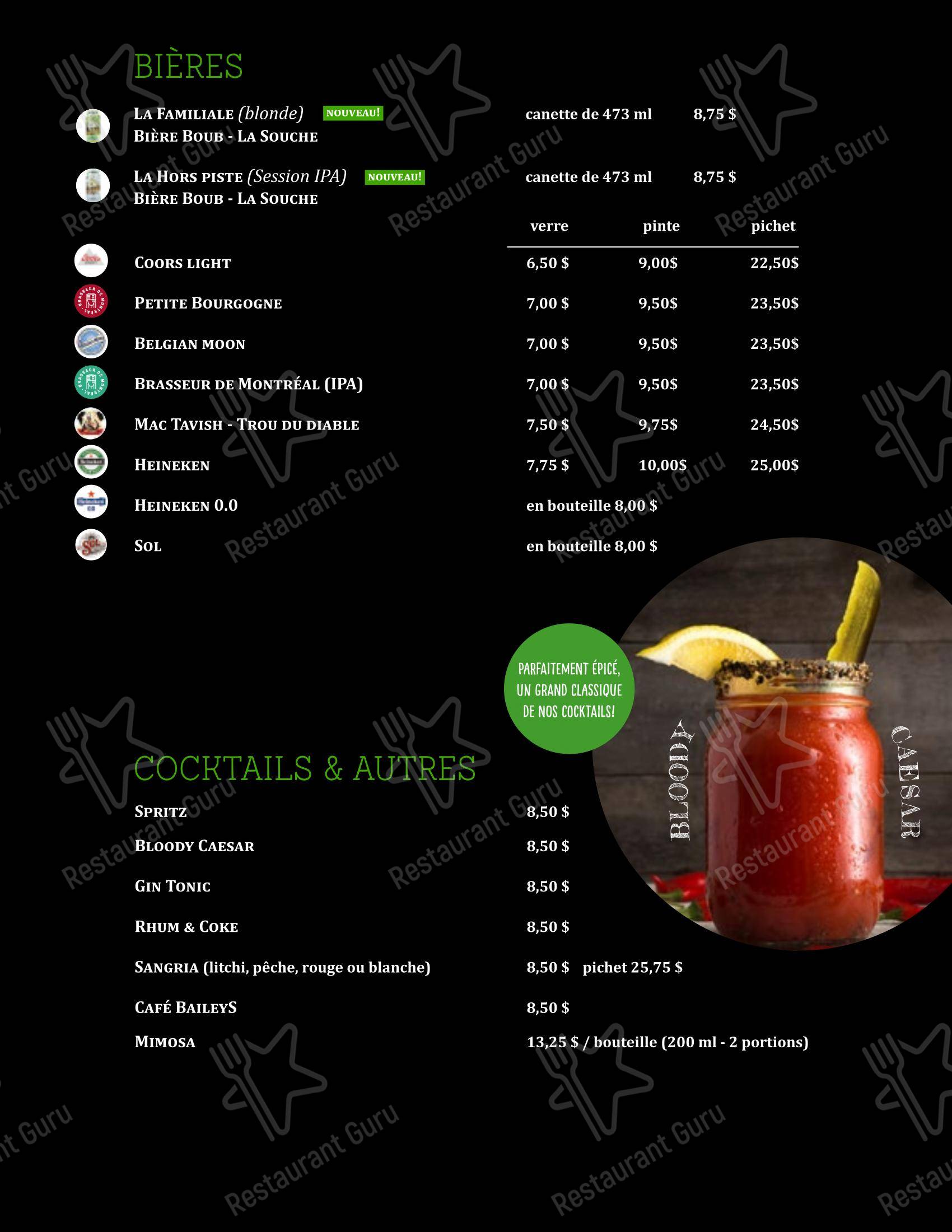 Menu pour Chez Boub - Menu