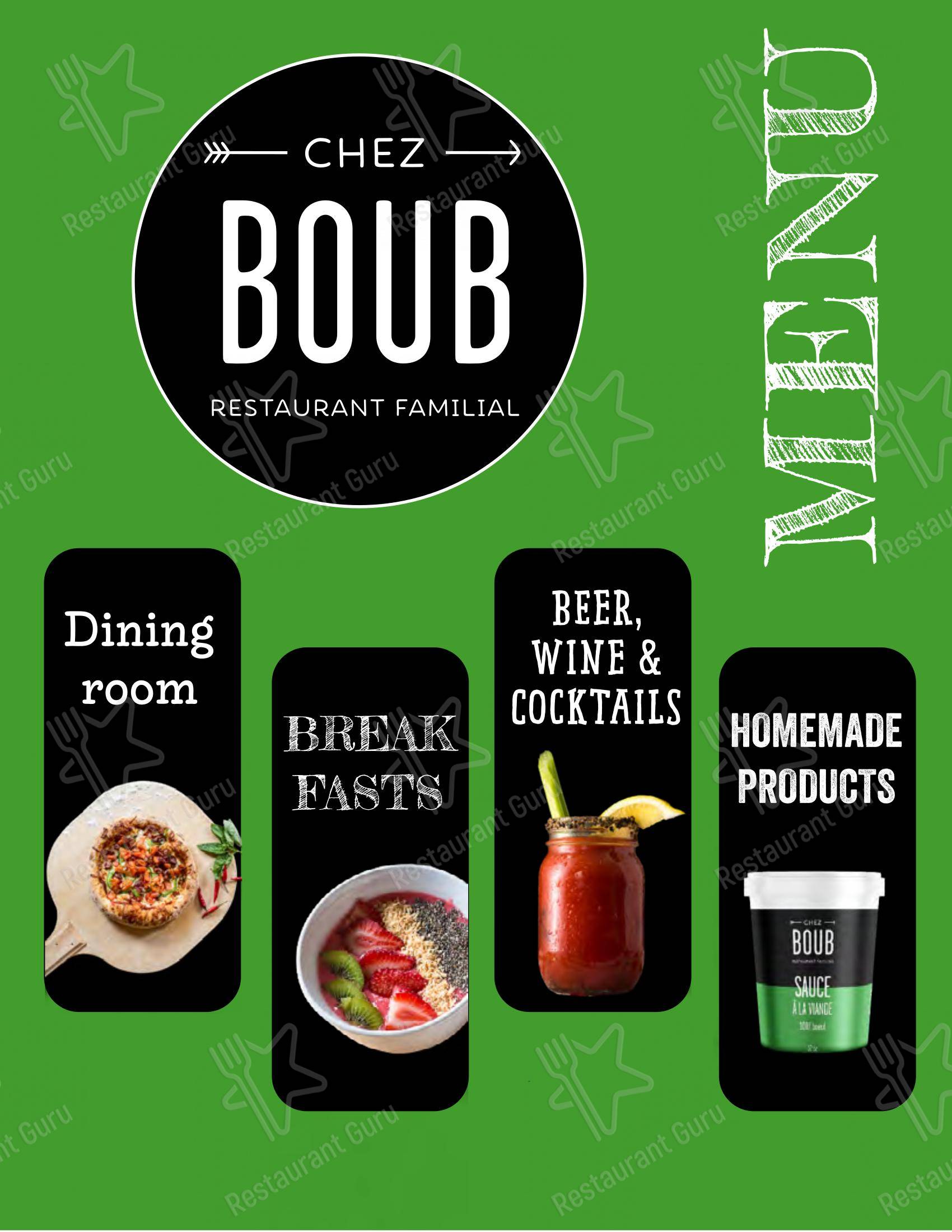 Menu bar pour Chez Boub dans Québec