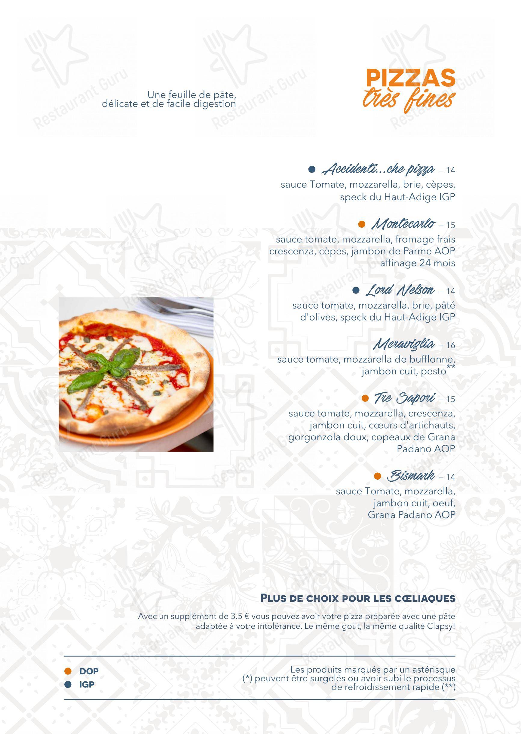 菜单 per Clapsy Torino pizzeria