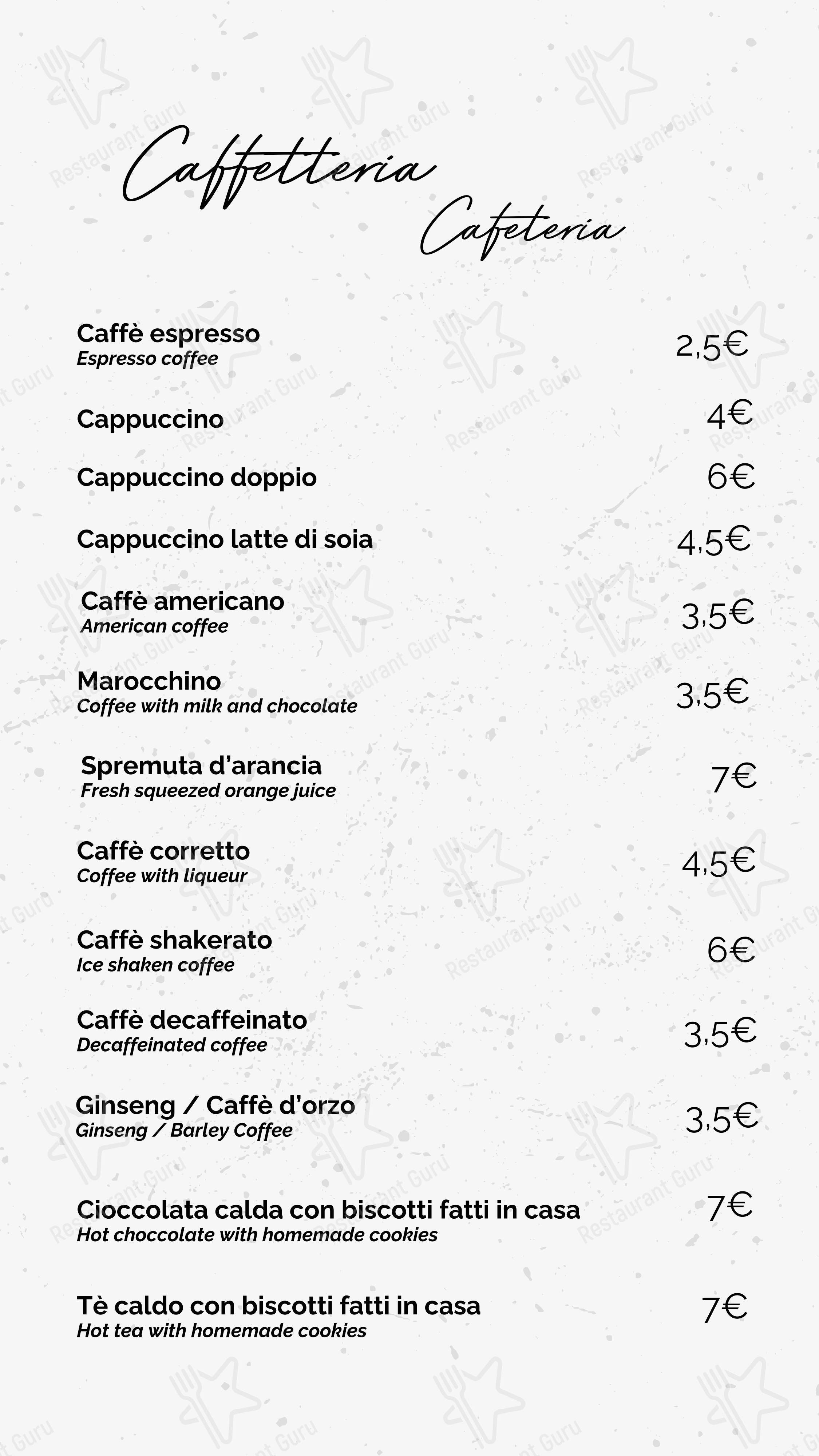 Coming Out in Roma - Menu