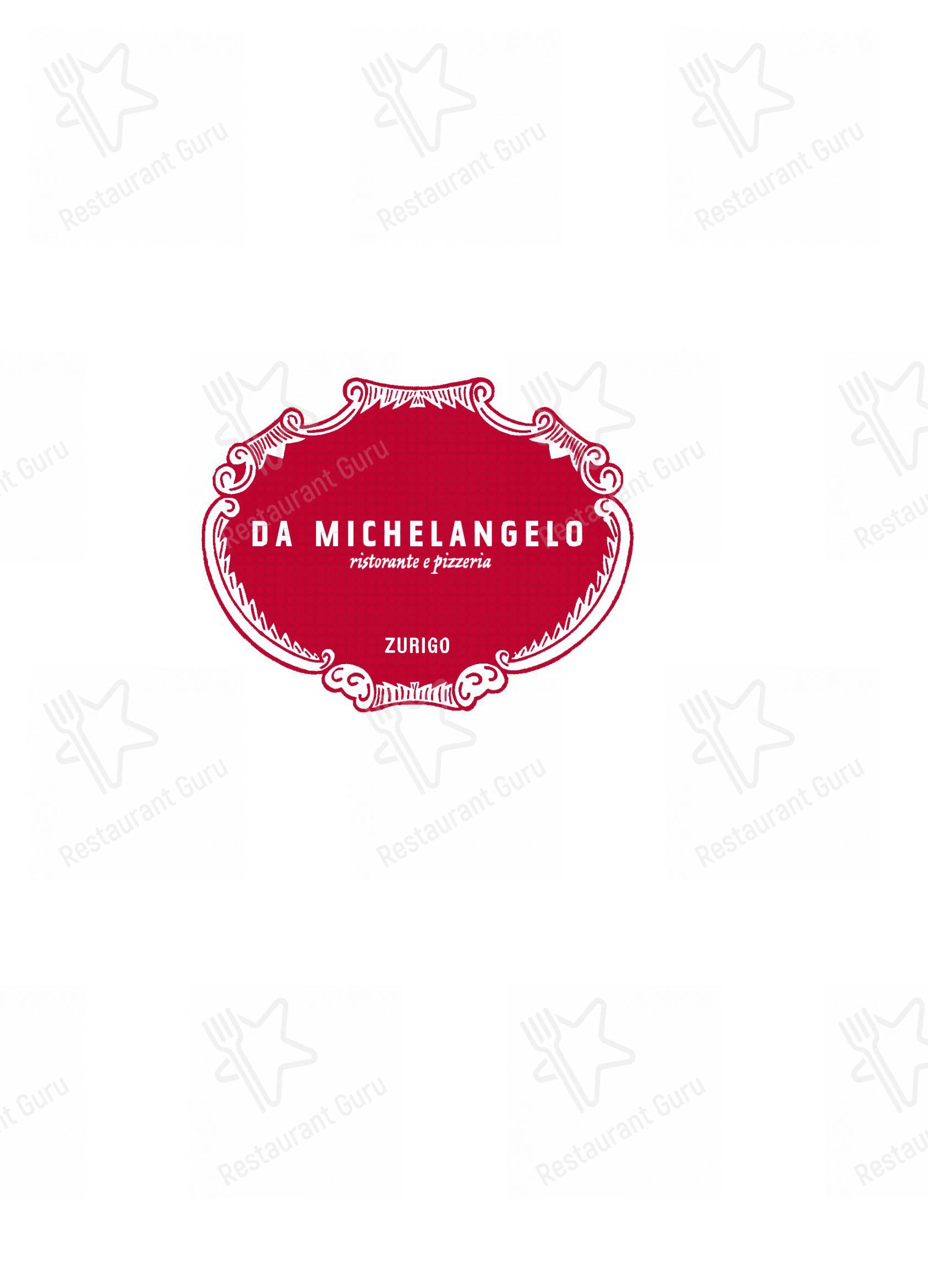 Menu di Da Michelangelo - Menu bar