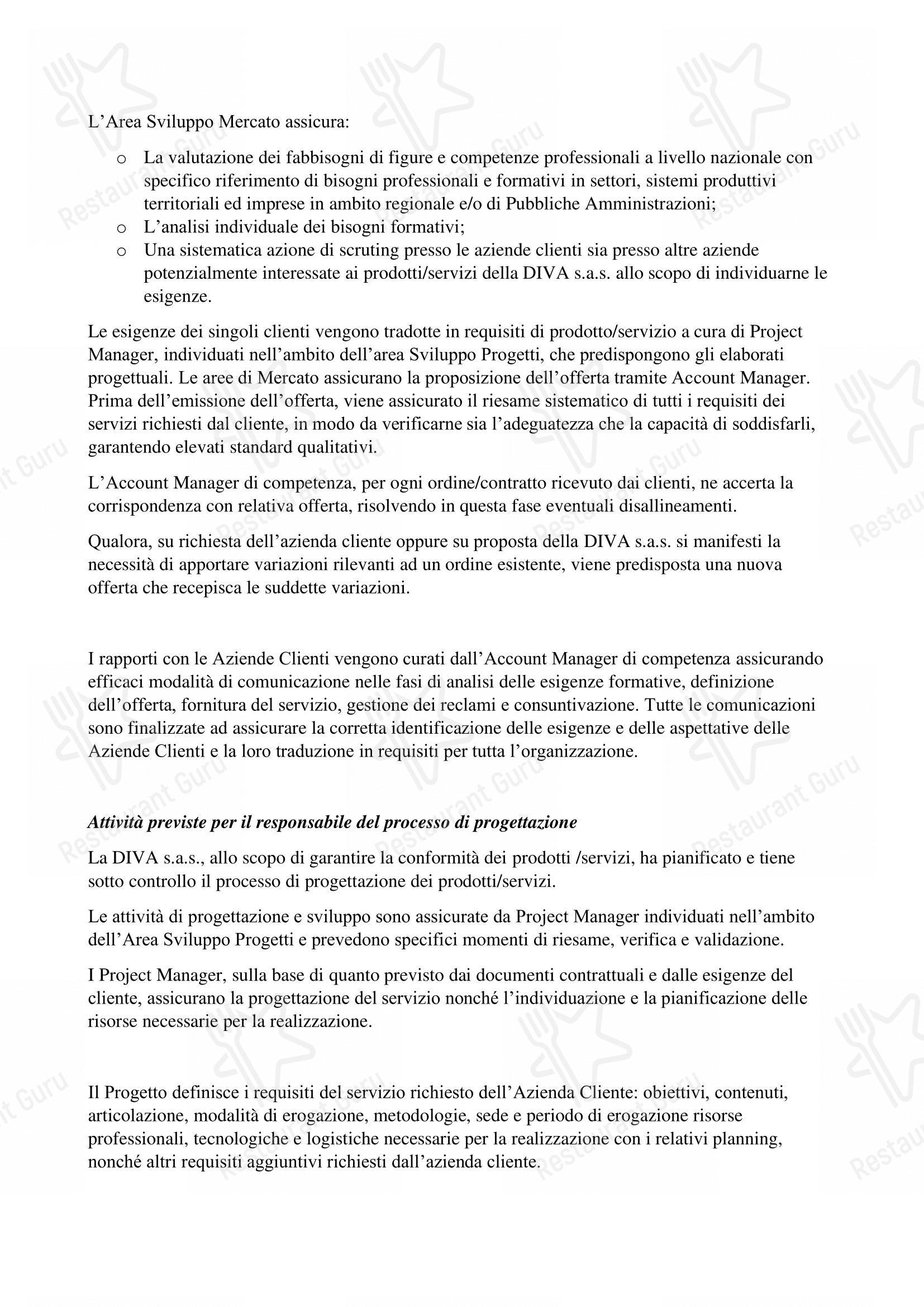 Menu per Diva Accademia Superiore di Formazione - Cassino