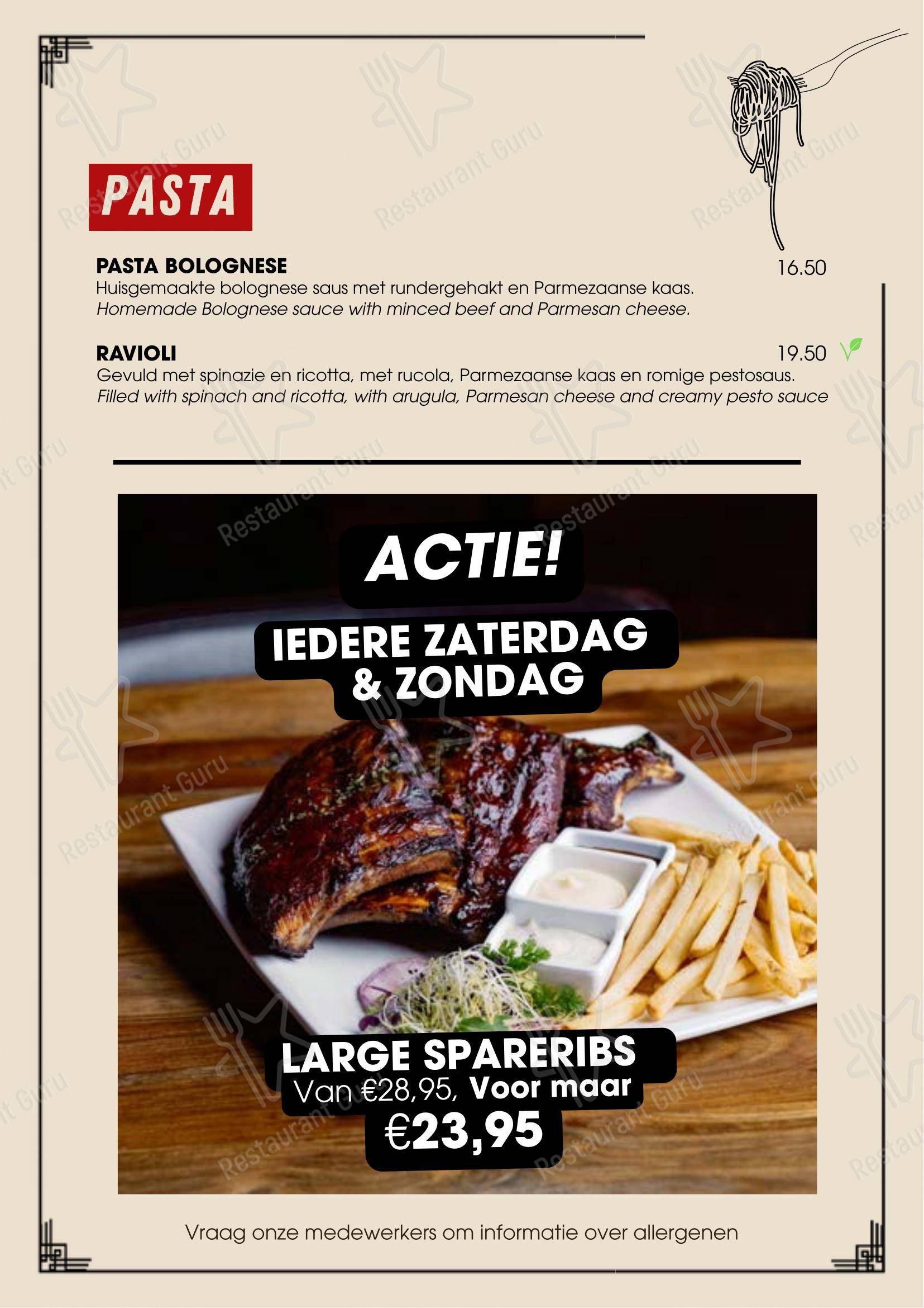Menu pour Eetcafé De Halve Maan - Menu