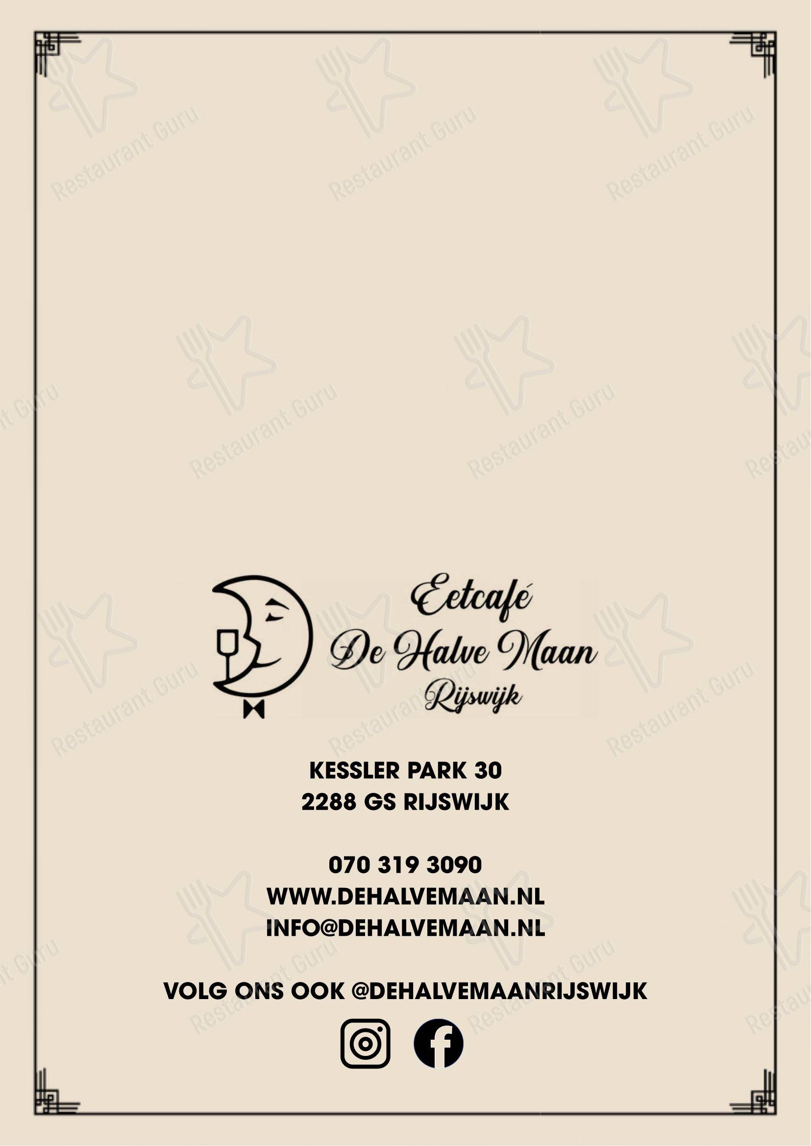 Menu pour Eetcafé De Halve Maan dans Rijswijk