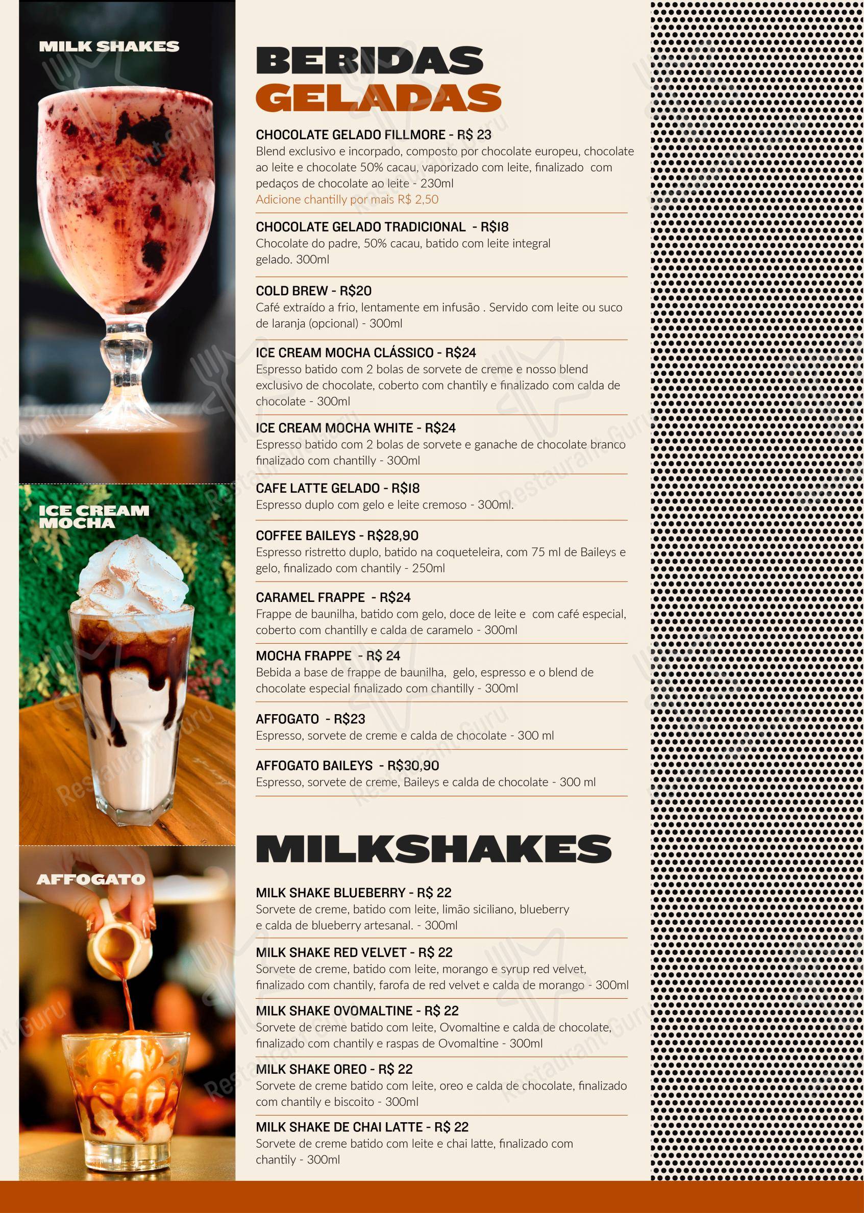 Menu para FILLMORE Ipiranga em São Paulo