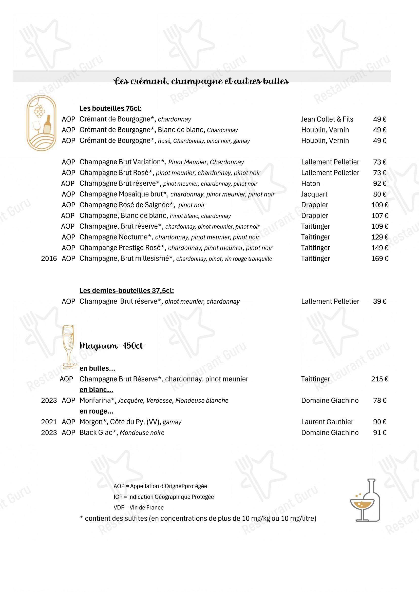 Menu pour Hôtel Restaurant Le Rive Gauche - 菜单