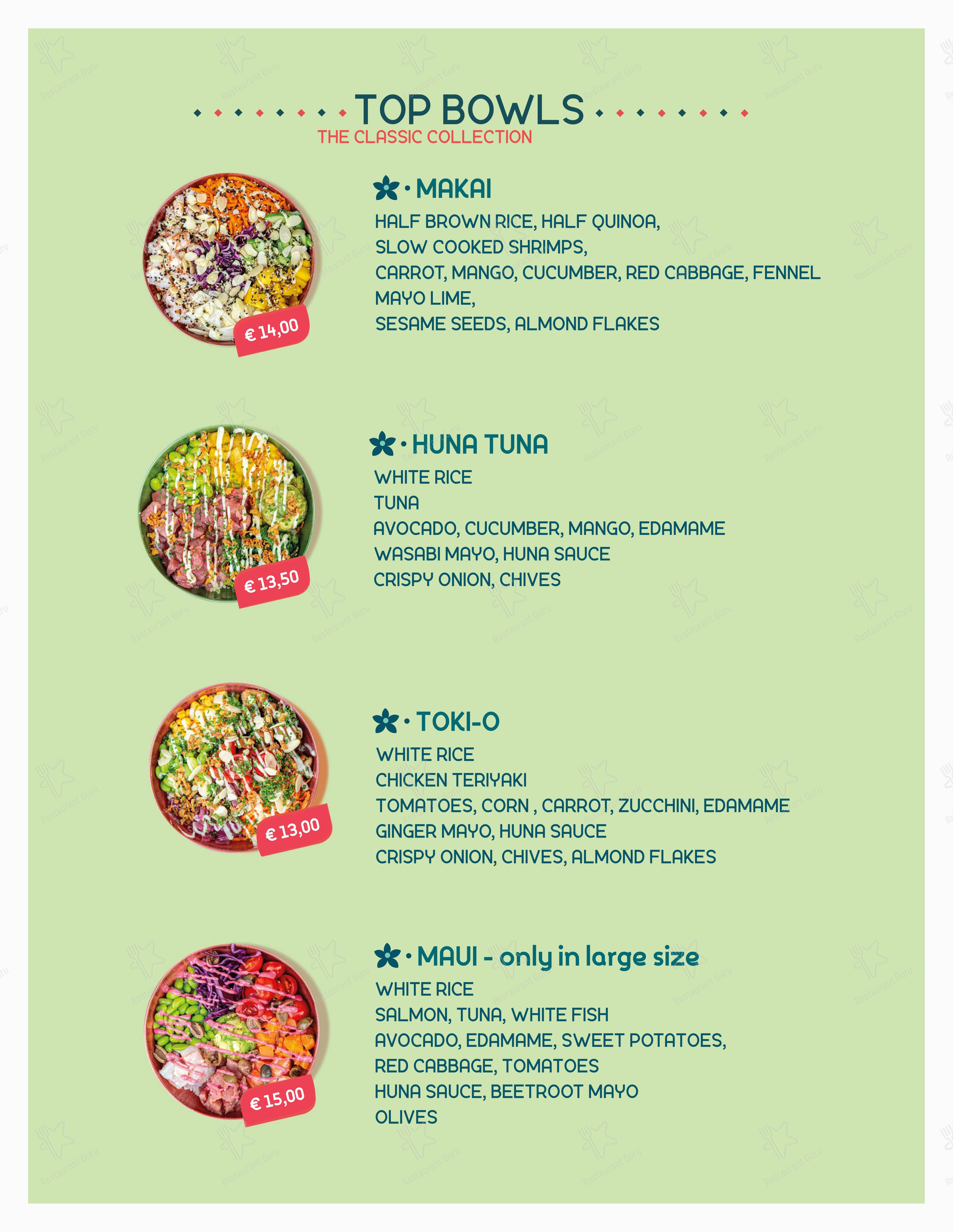Hula Hawaiian Restaurant in Trani - Menu bar