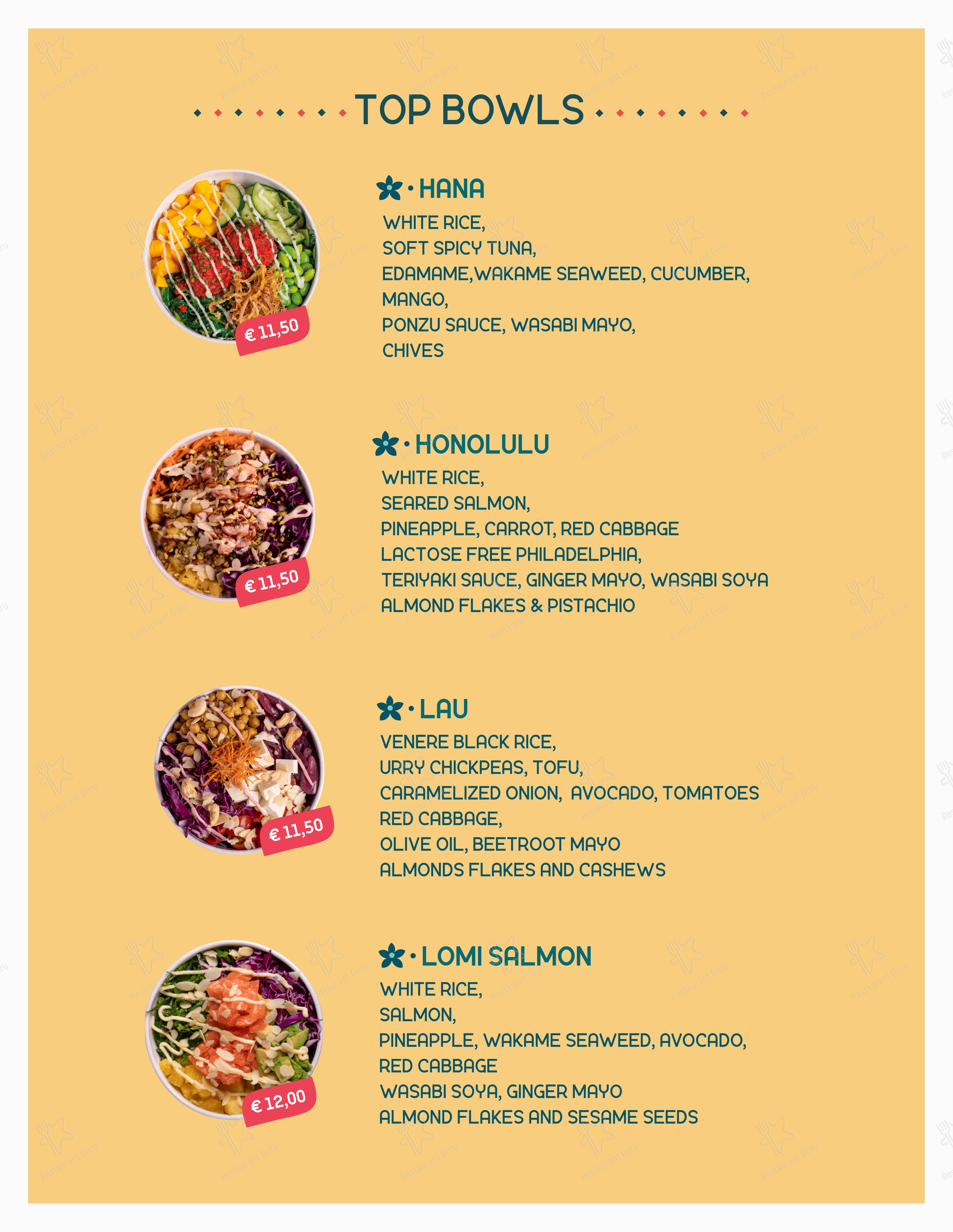 Hula Hawaiian Restaurant in Trani - Menu bar