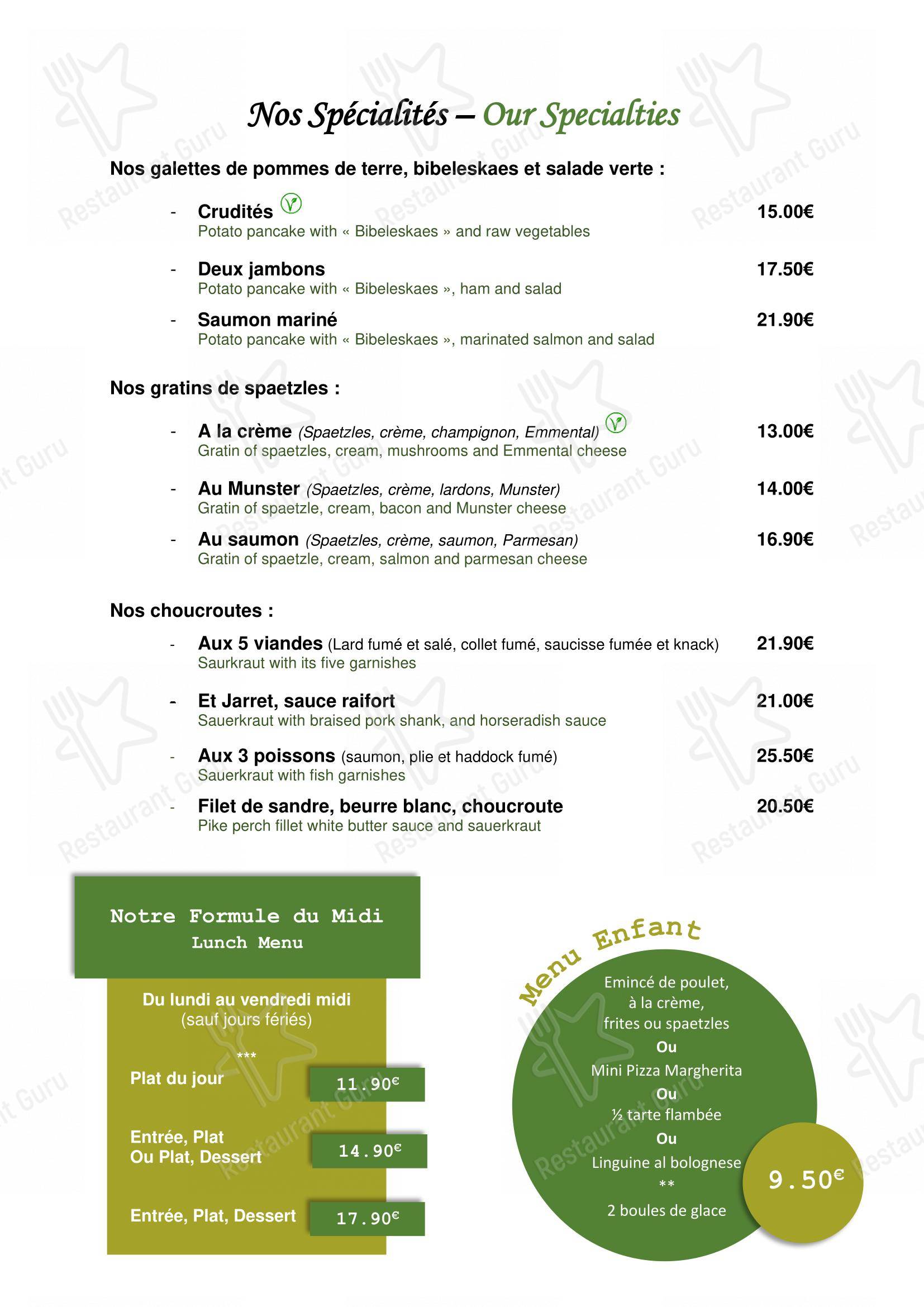 L'Auberge & Trattoria du Ried dans Erstein - Menu