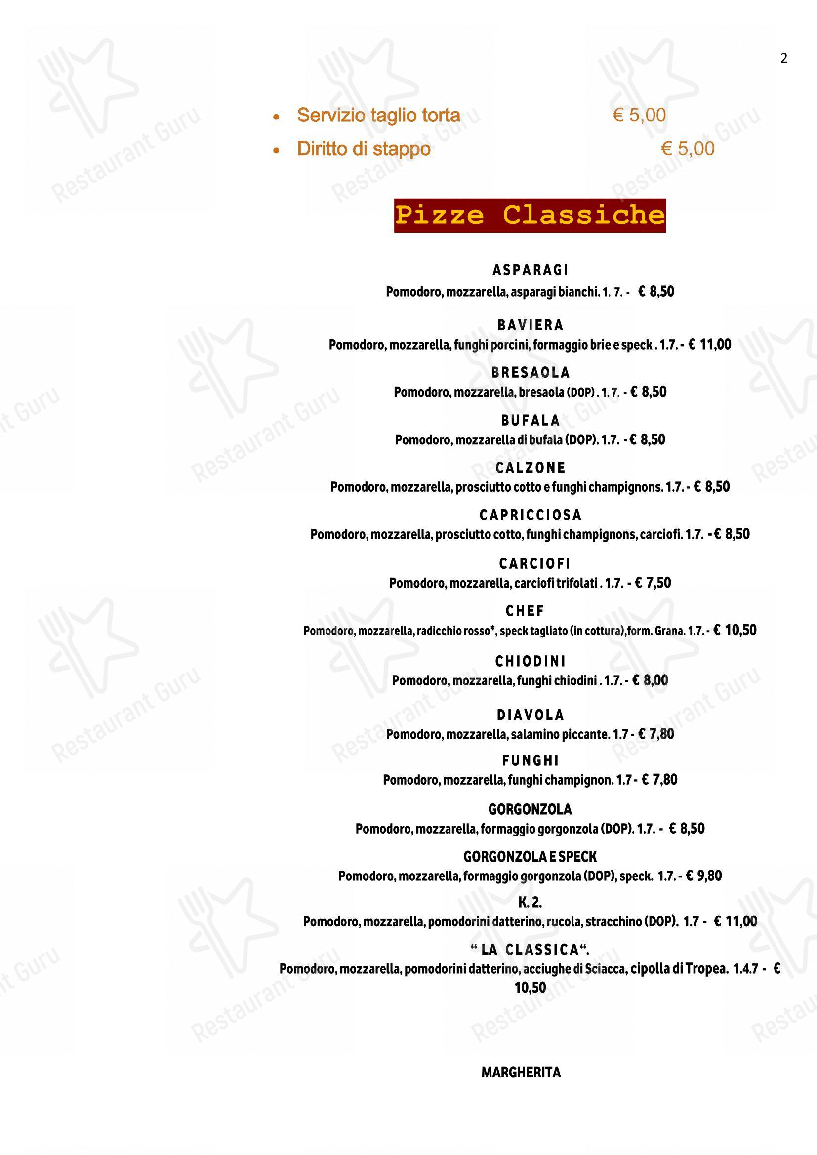 Menu per La Favorita Pizzeria Ristorante in Castelfranco Veneto