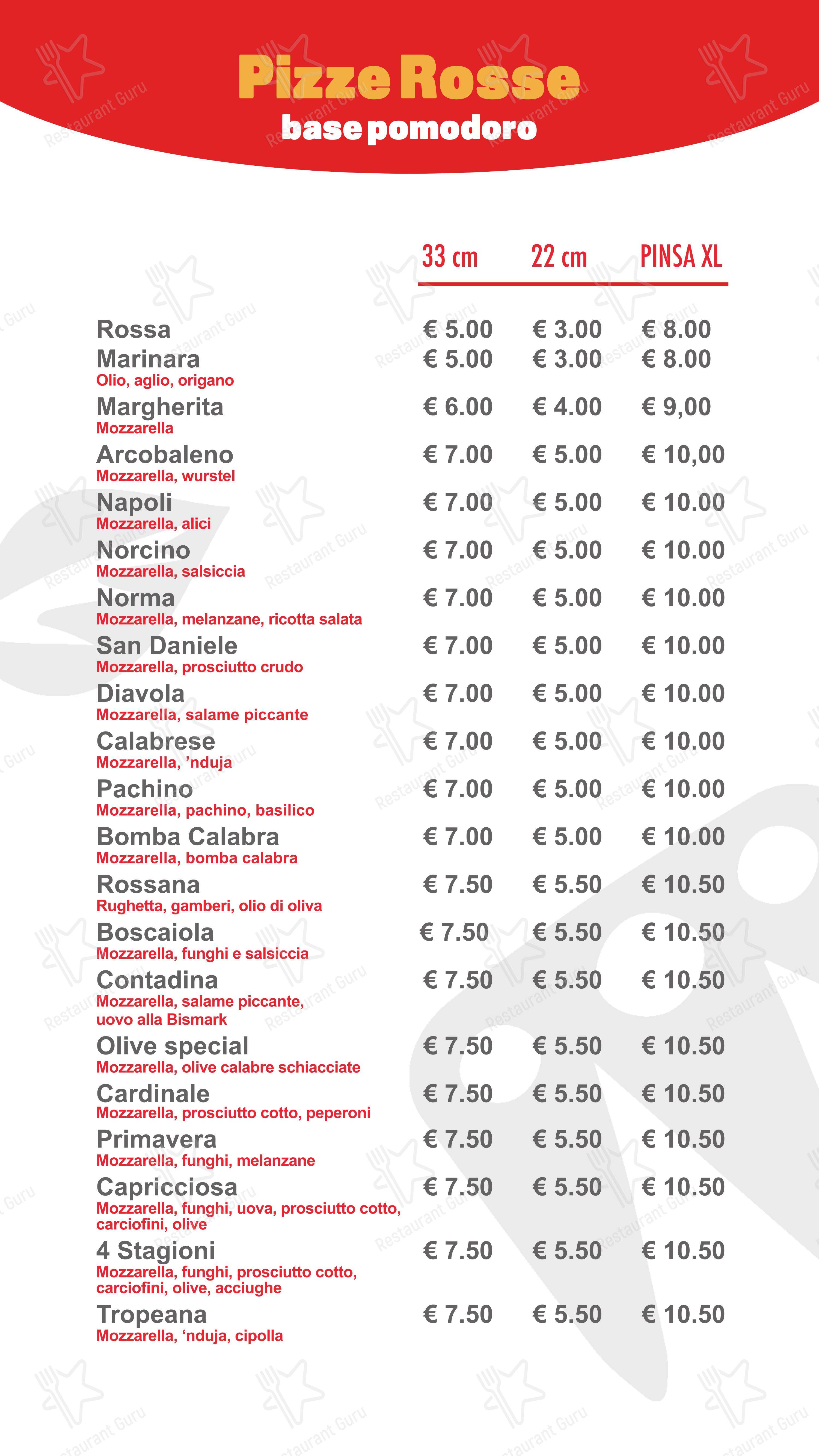 Menu per La Pizza a Casa tiburtina pizzeria