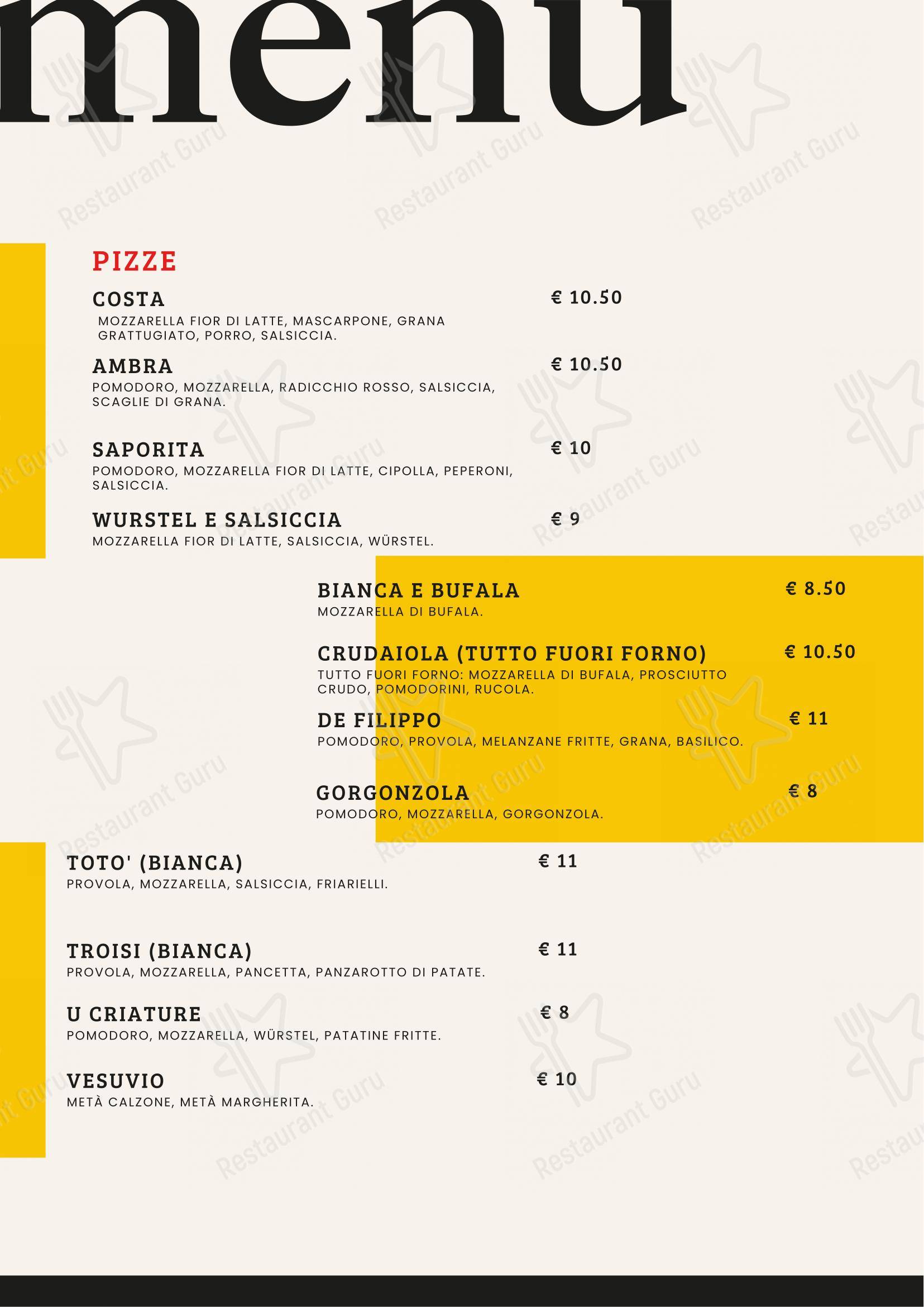Menu di L'angolo di Vince - Menu