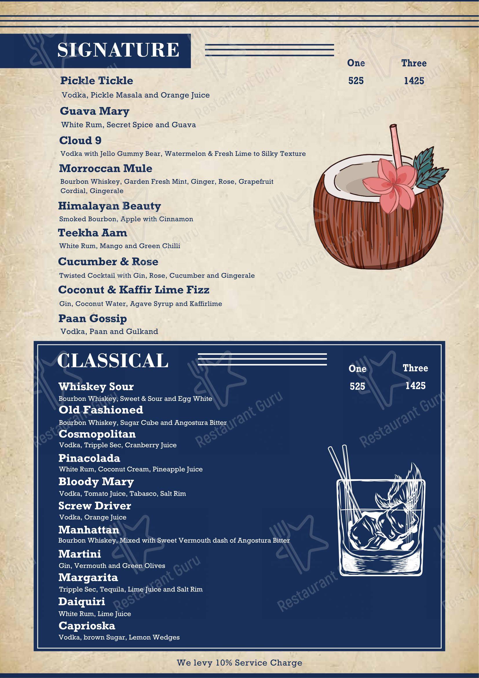 Ministry of Daru in Noida - Menu bar