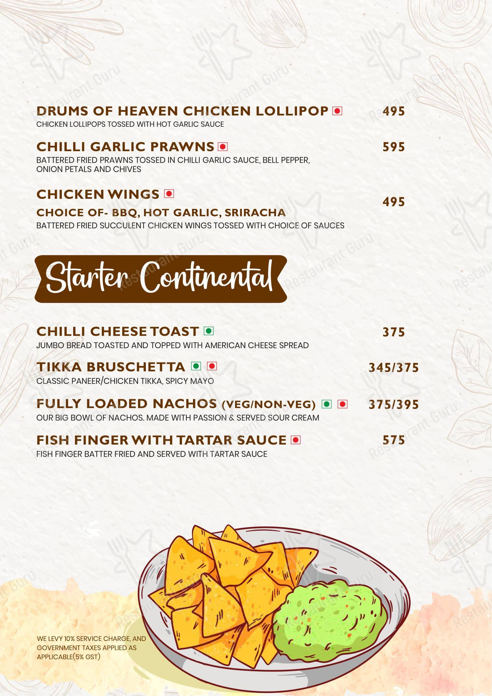 Ministry of Daru - Menu